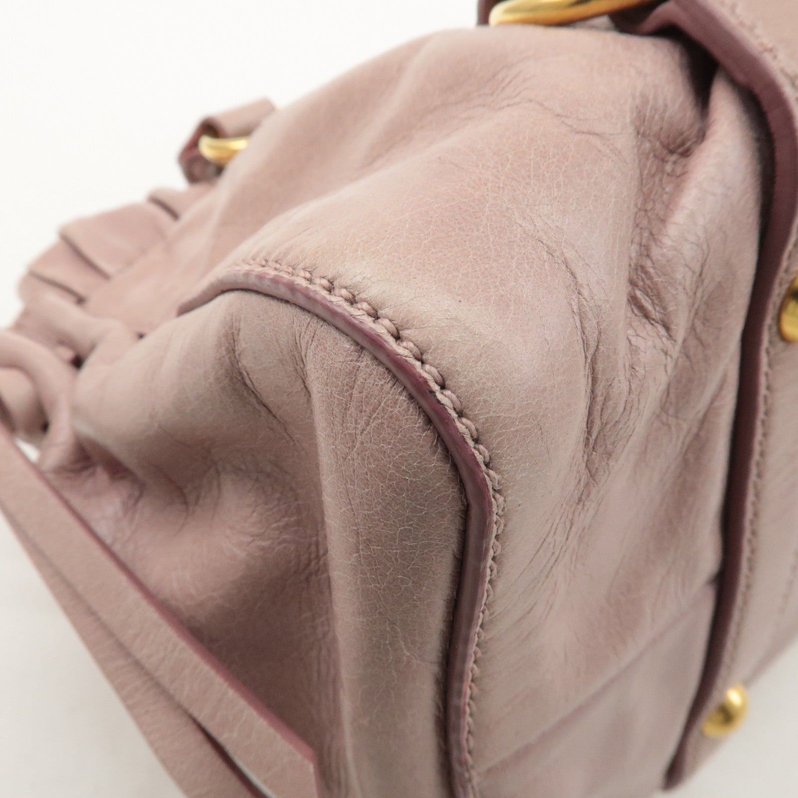 MIU MIU Leather 2WAY Bag Hand Bag Shoulder Bag Pink