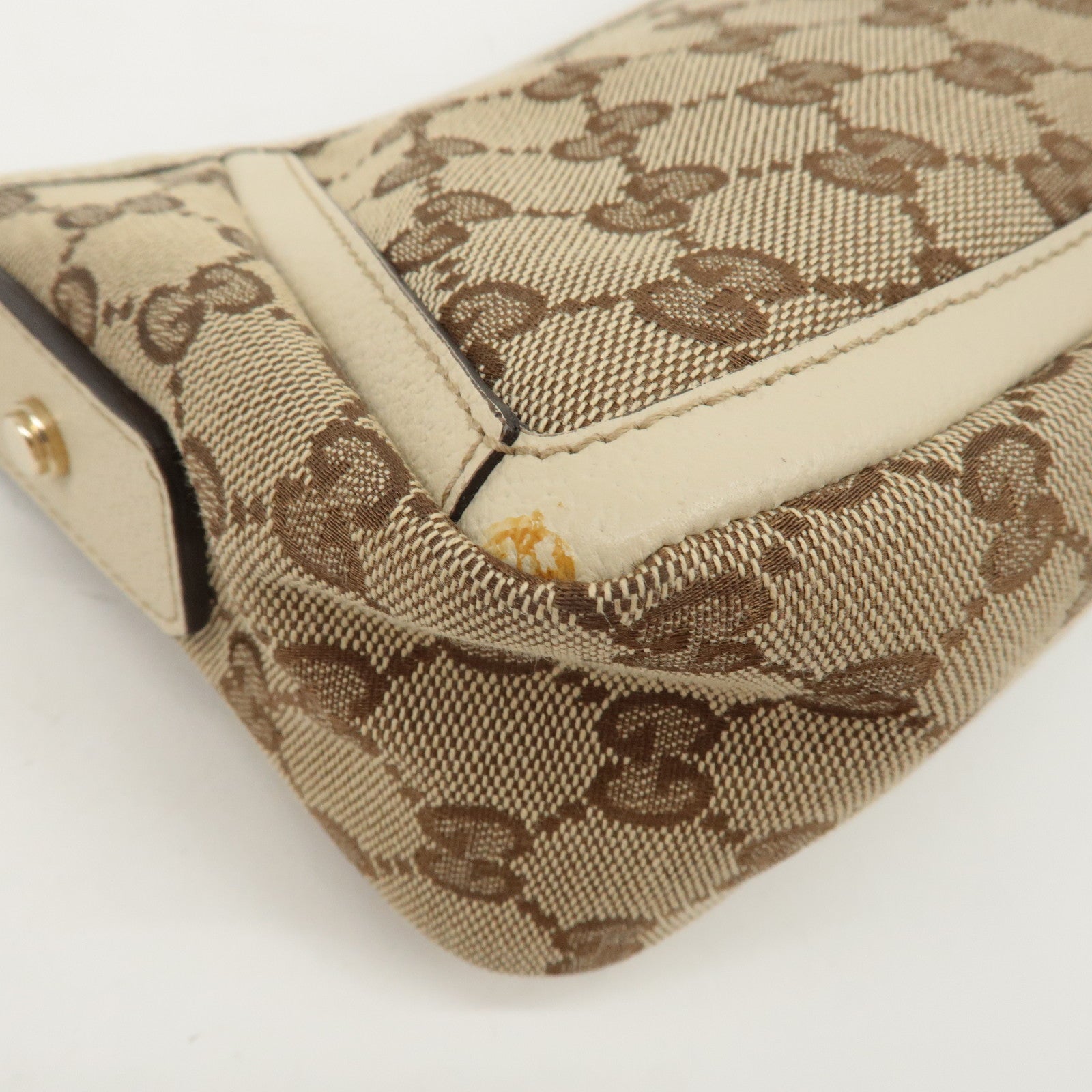 GUCCI Abbey GG Canvas Leather Shoulder Bag Beige Ivory 130939