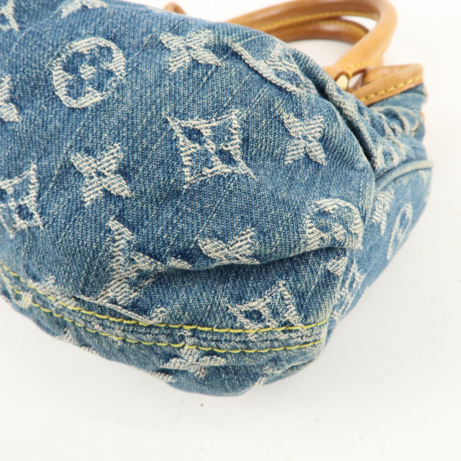 Louis Vuitton Monogram Denim Pleaty Hand Bag Blue M95020