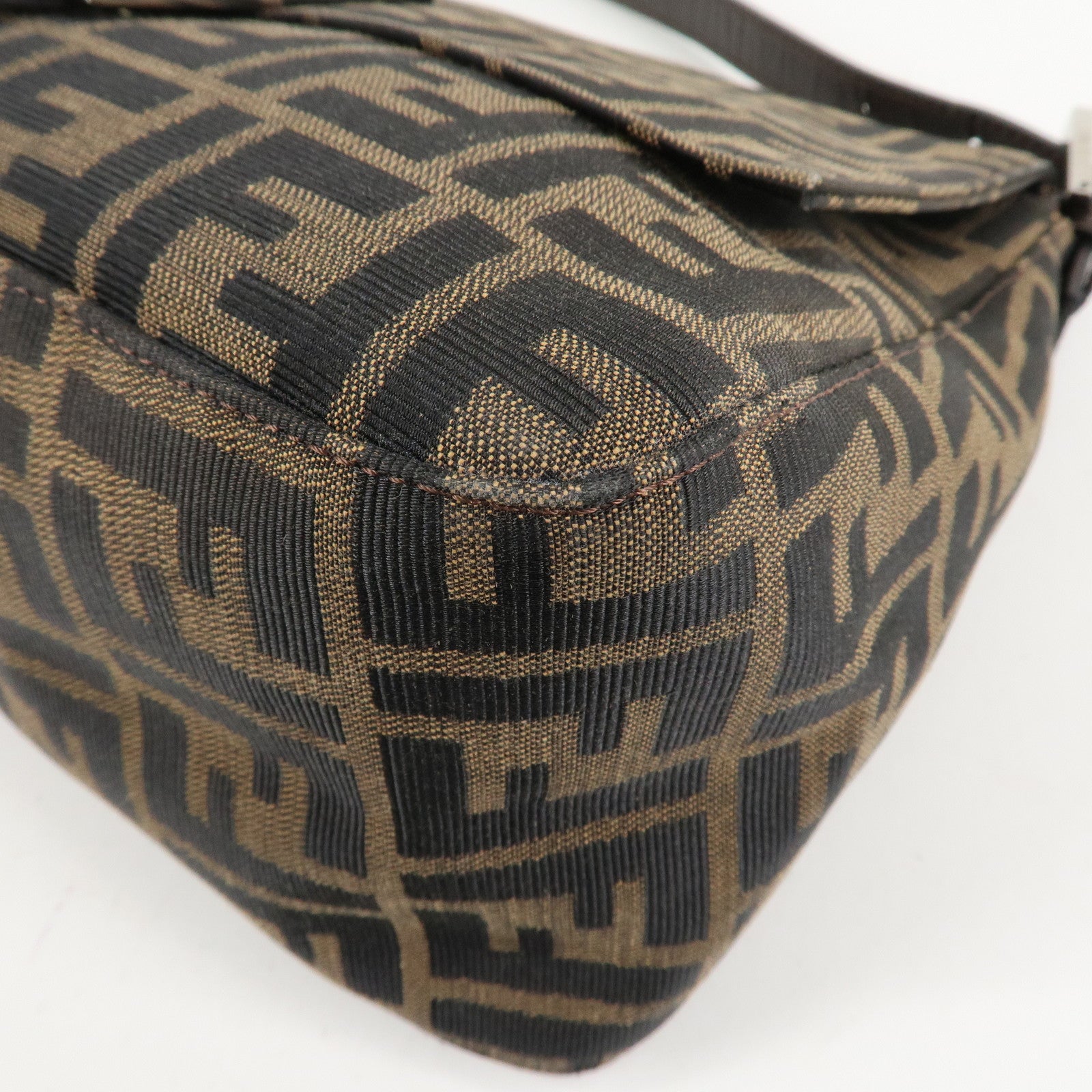 FENDI Mamma Baguette Zucca Canvas Leather Shoulder Bag 26325 Used