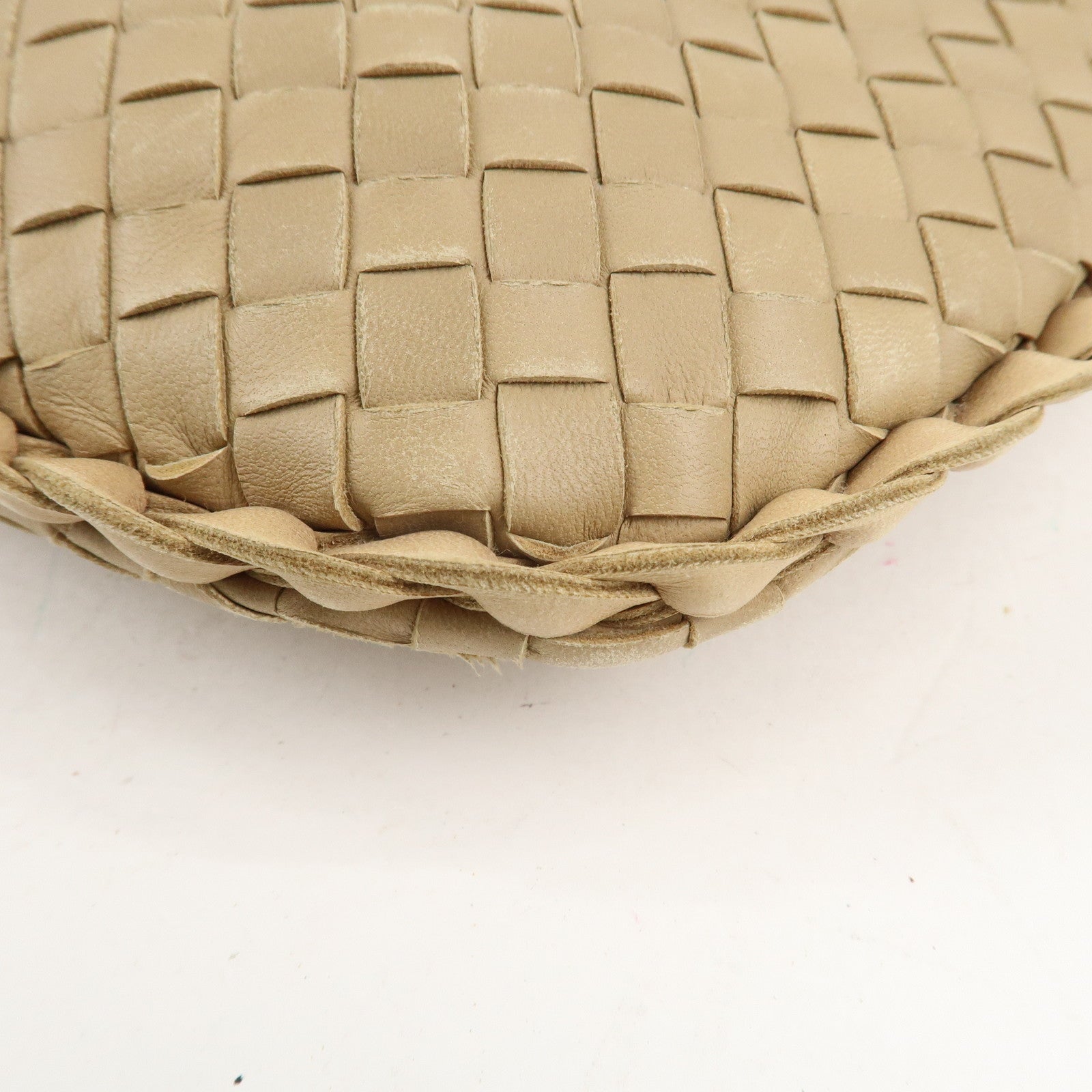 BOTTEGA VENETA Hobo Intrecciato Leather Shoulder Bag Beige 115653