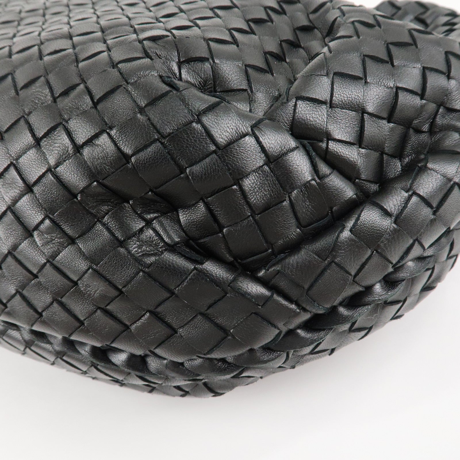 BOTTEGA VENETA Hobo Intrecciato Leather Shoulder Bag Black 232499