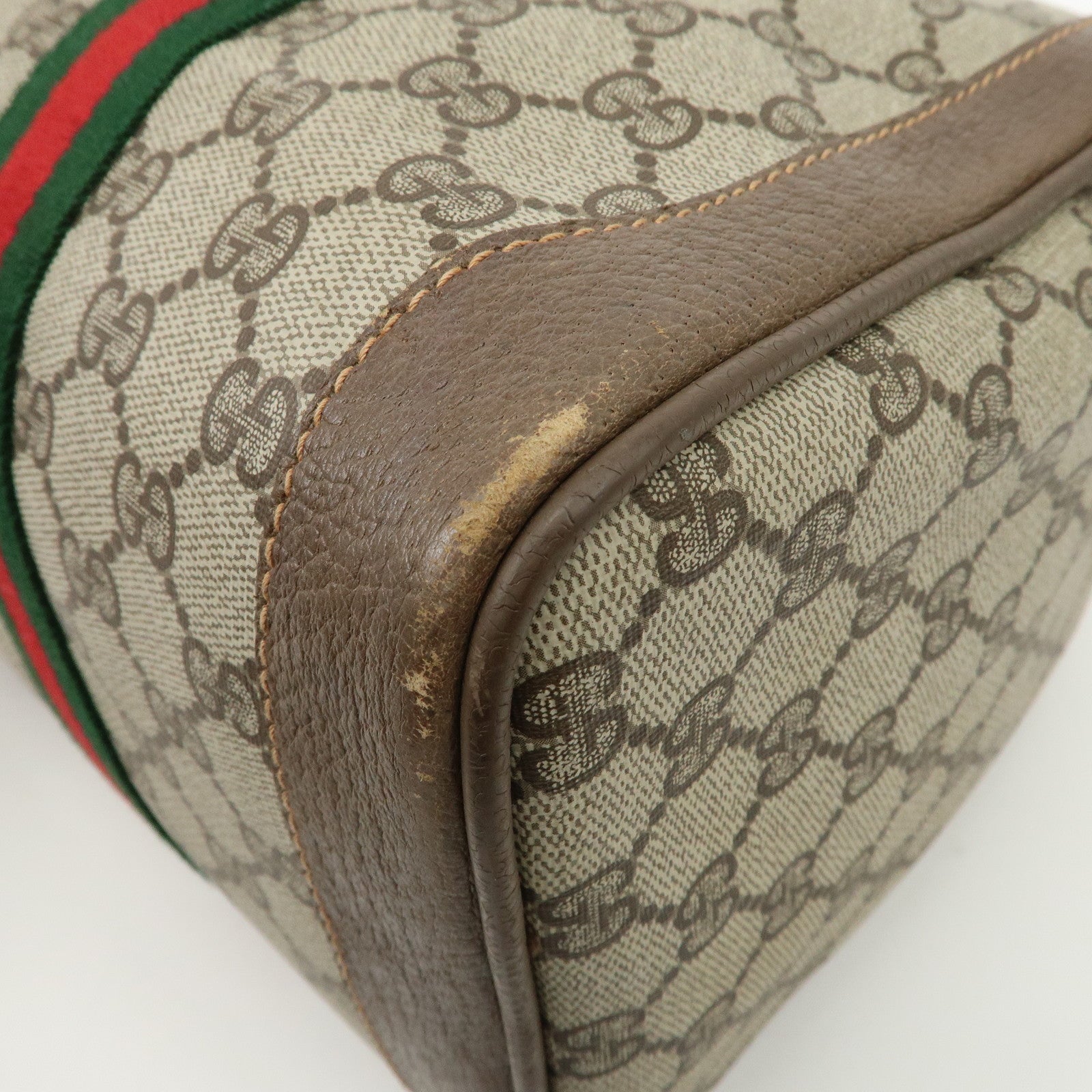 GUCCI Old Gucci Sherry GG Plus Leather Boston Bag 002.98.8 Used