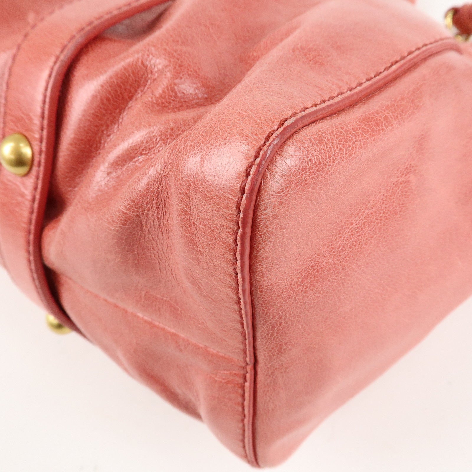 MIU MIU Leather 2Way Bag Shoulder Bag Hand Bag Pink RT0383 Used