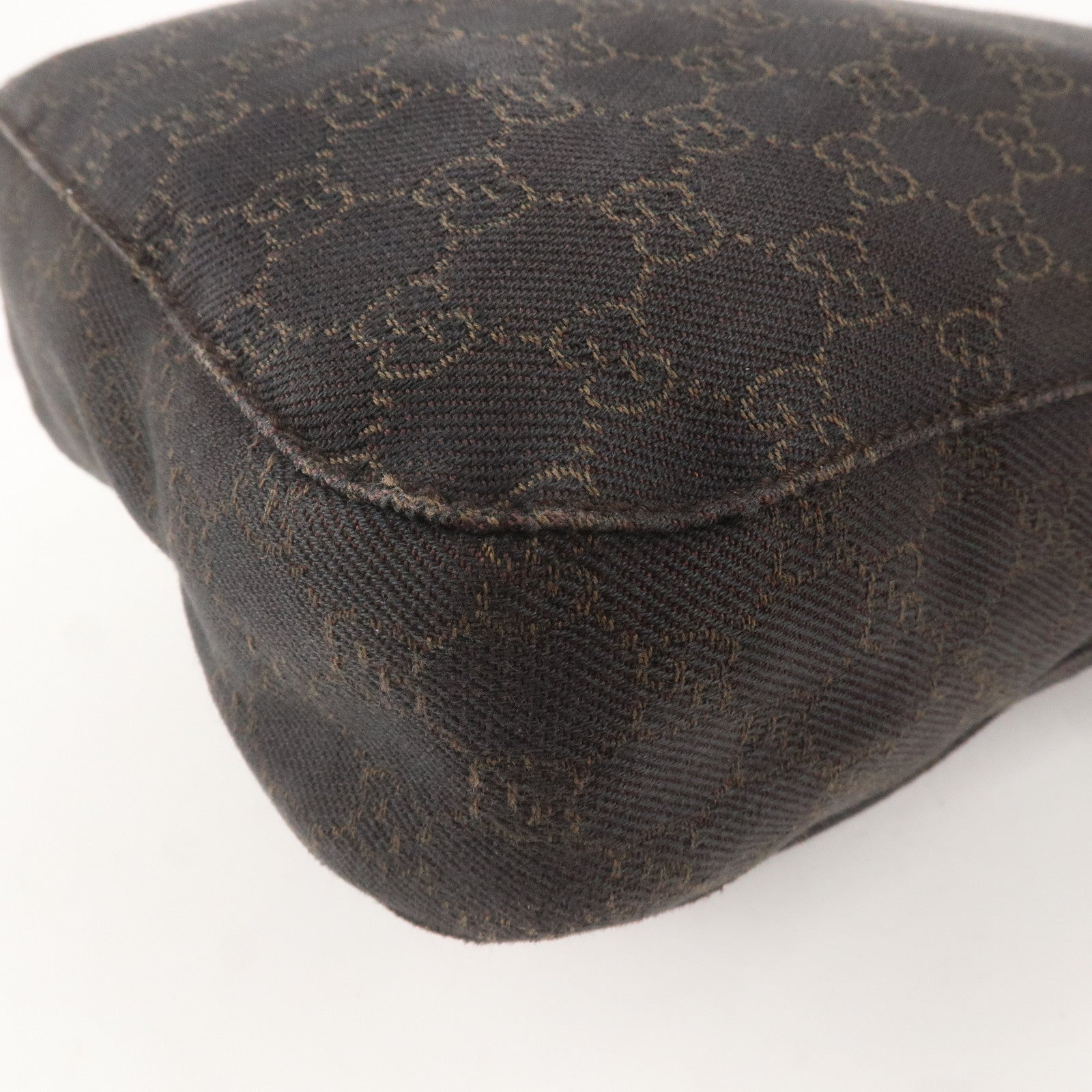 GUCCI GG Canvas Leather Shoulder Bag Dark Brown 101654