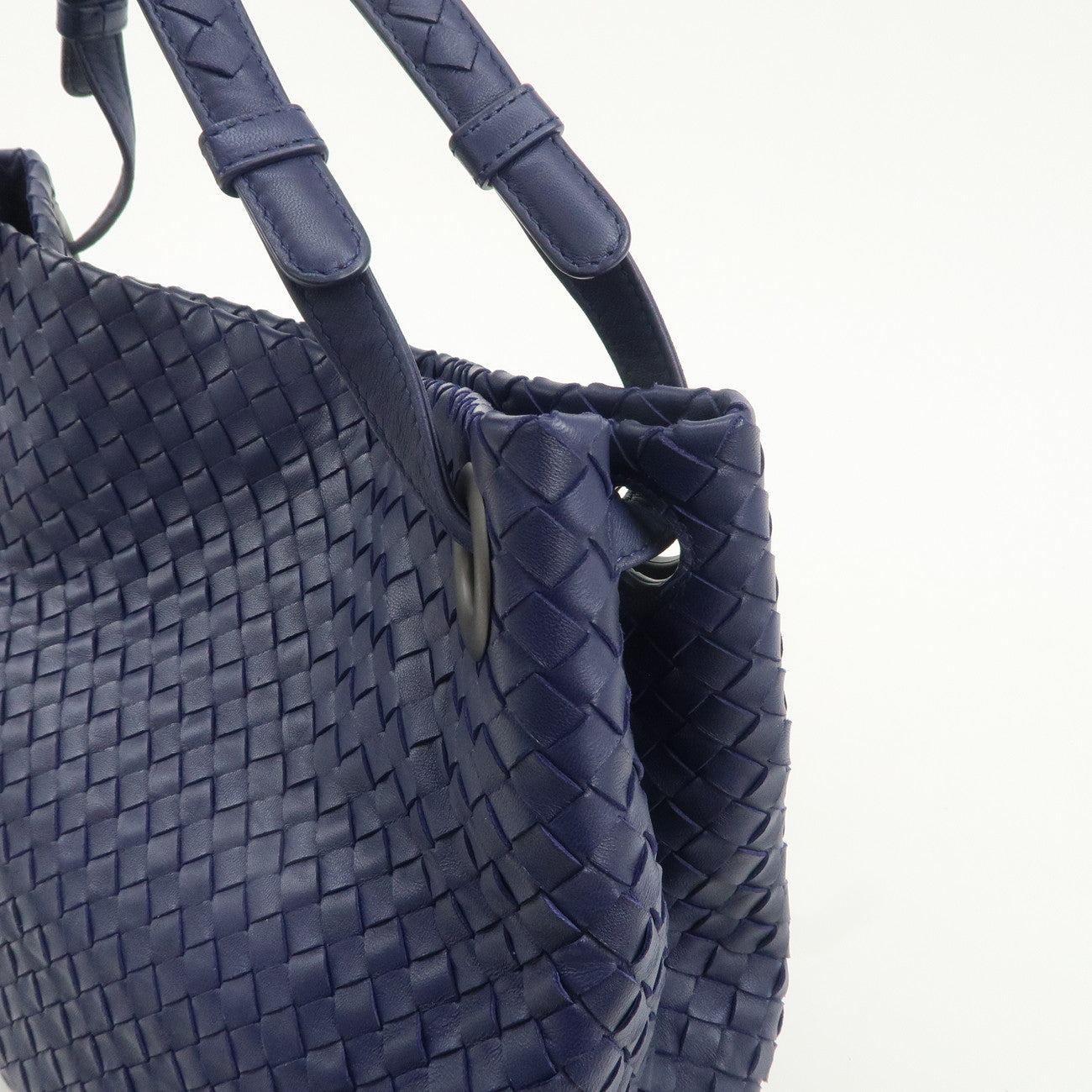 BOTTEGA VENETA Intrecciato  Leather Shoulder Bag Tote Bag Navy