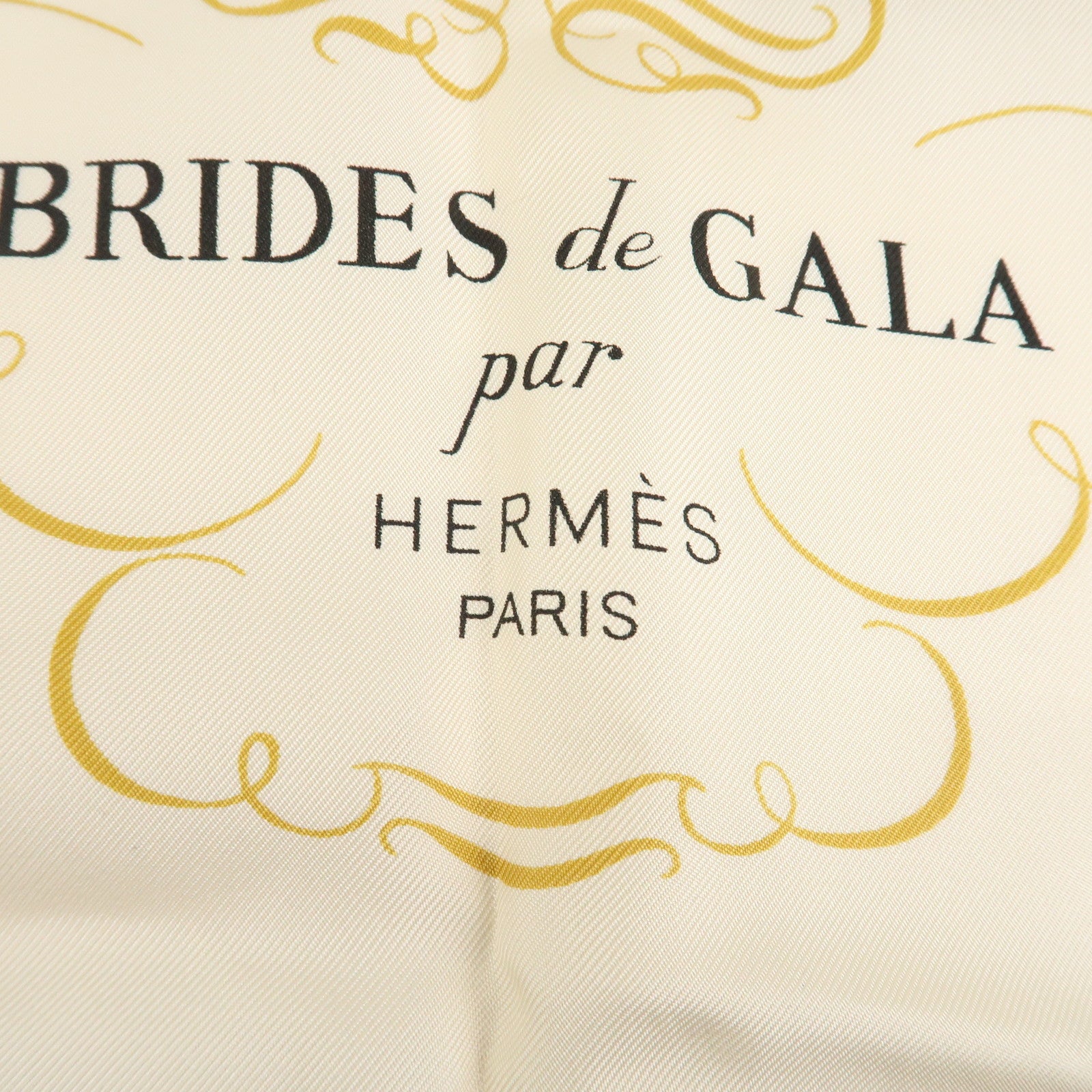 HERMES Carre 90 100% Silk Pleats Scarf BRIDES de GALA Green White Used