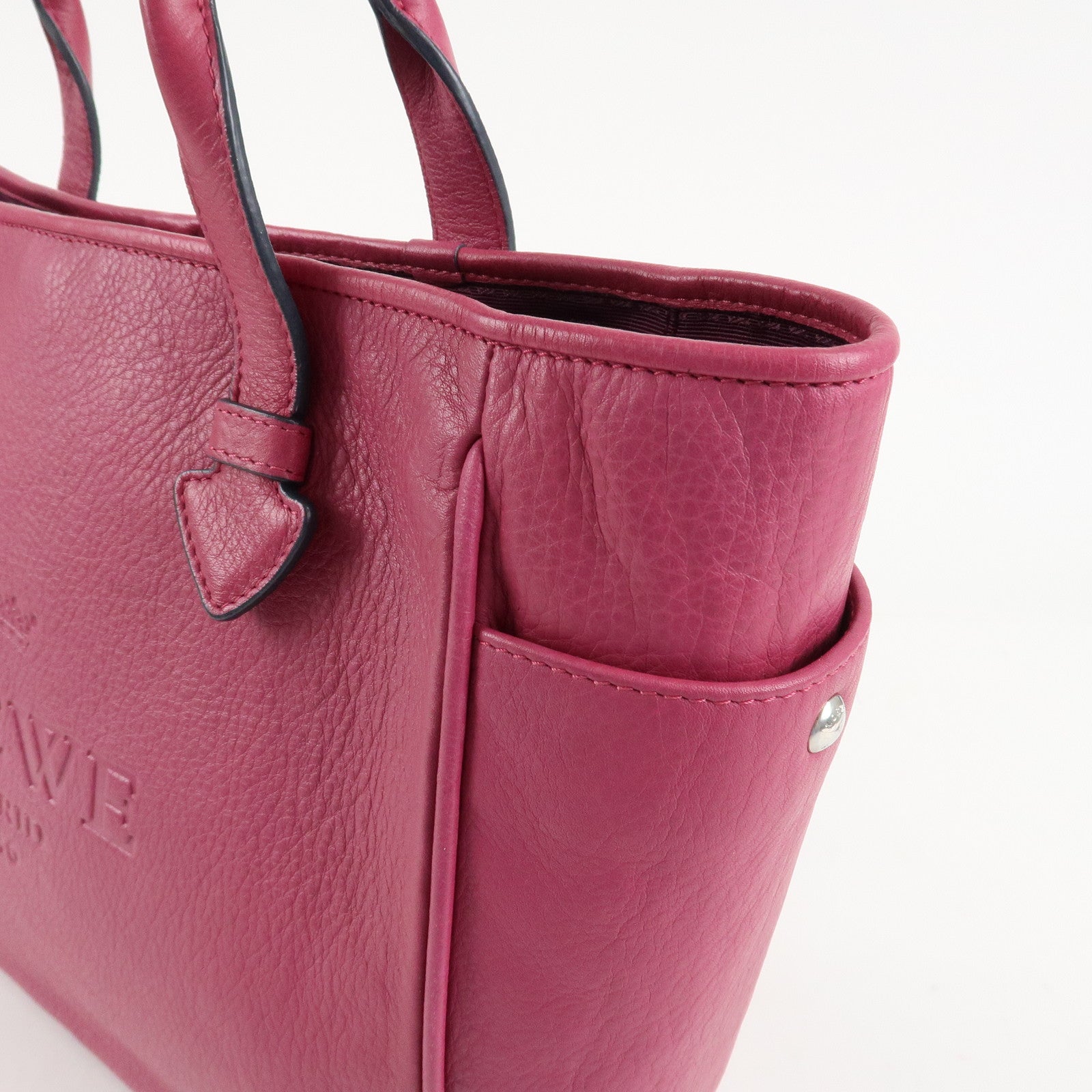 LOEWE Leather Tote Bag Hand Bag Shoulder Bag Medium Pink