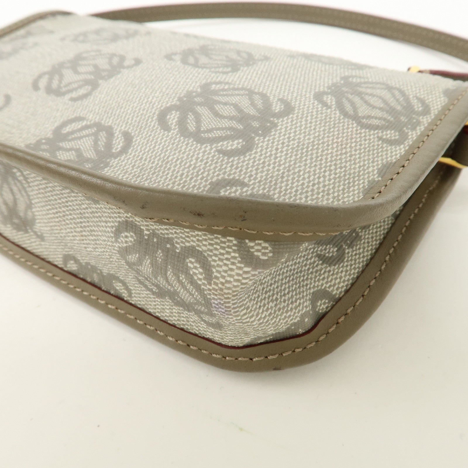 LOEWE Anaglam PVC Leather Accessory Pouch Hand Bag Gray