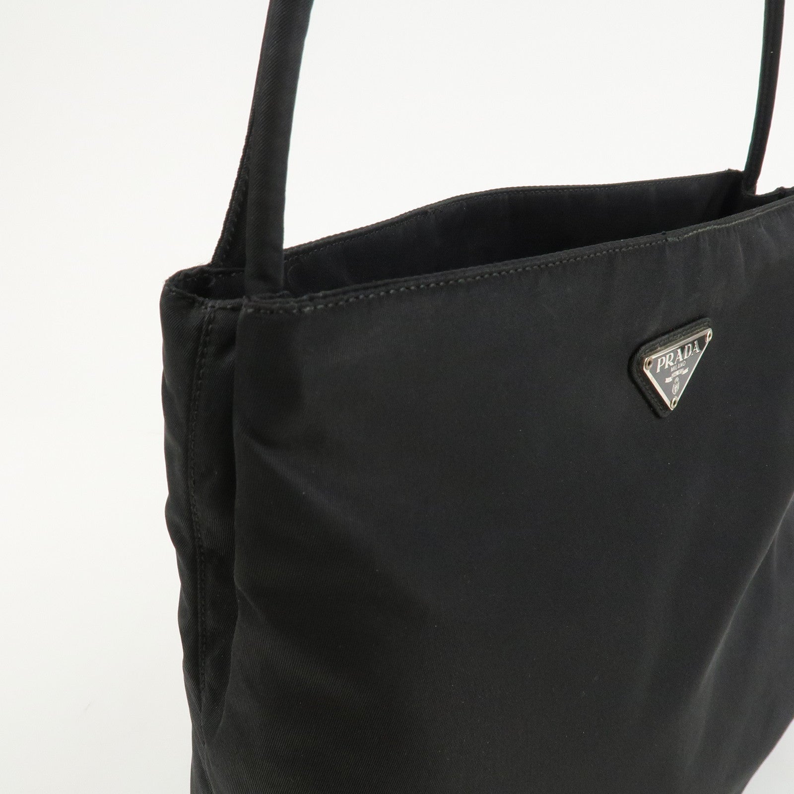 PRADA Logo Nylon Tote Bag Shoulder Bag Hand Bag Black B6242