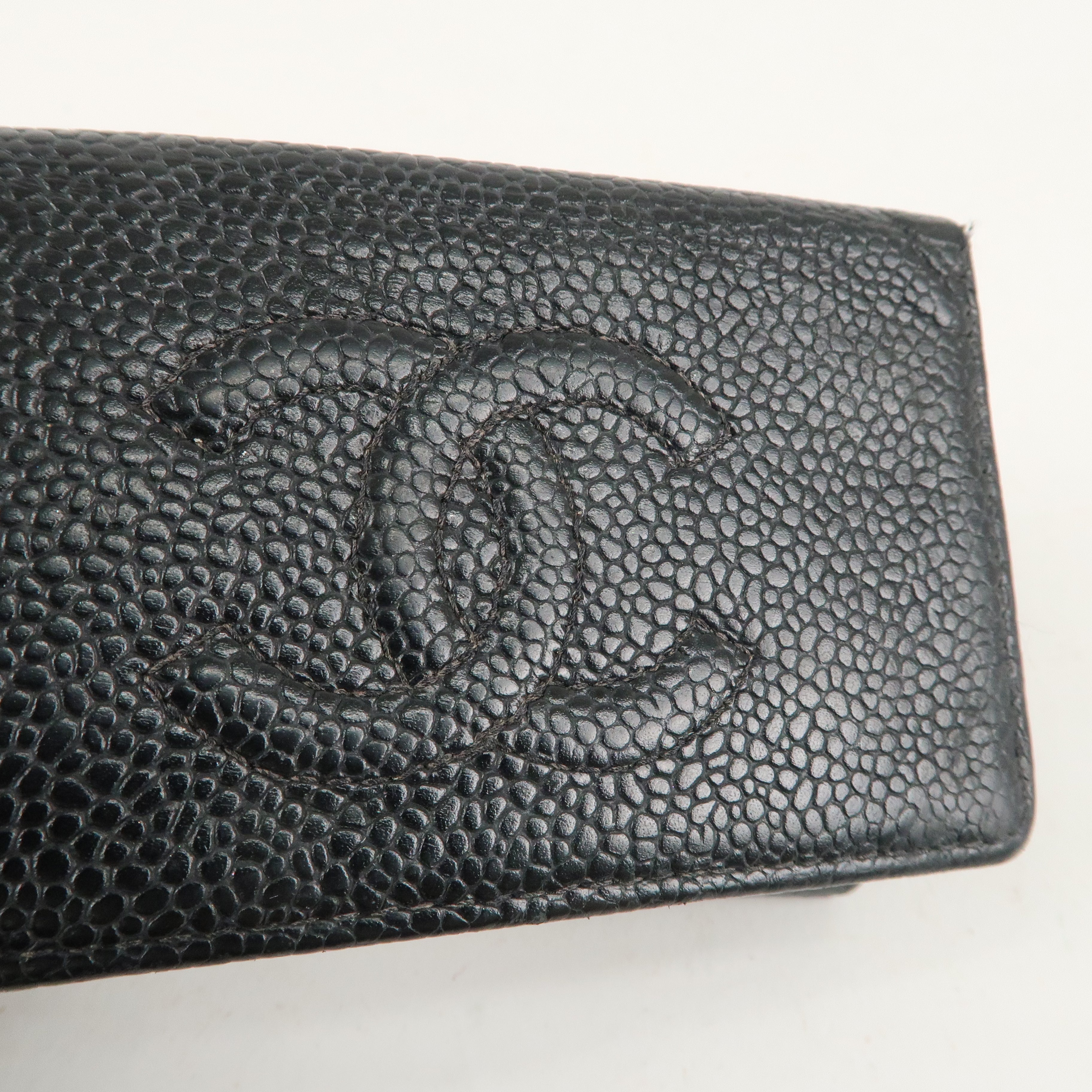 CHANEL Caviar Skin Coco Mark 6 Ring Key Case Black A13502