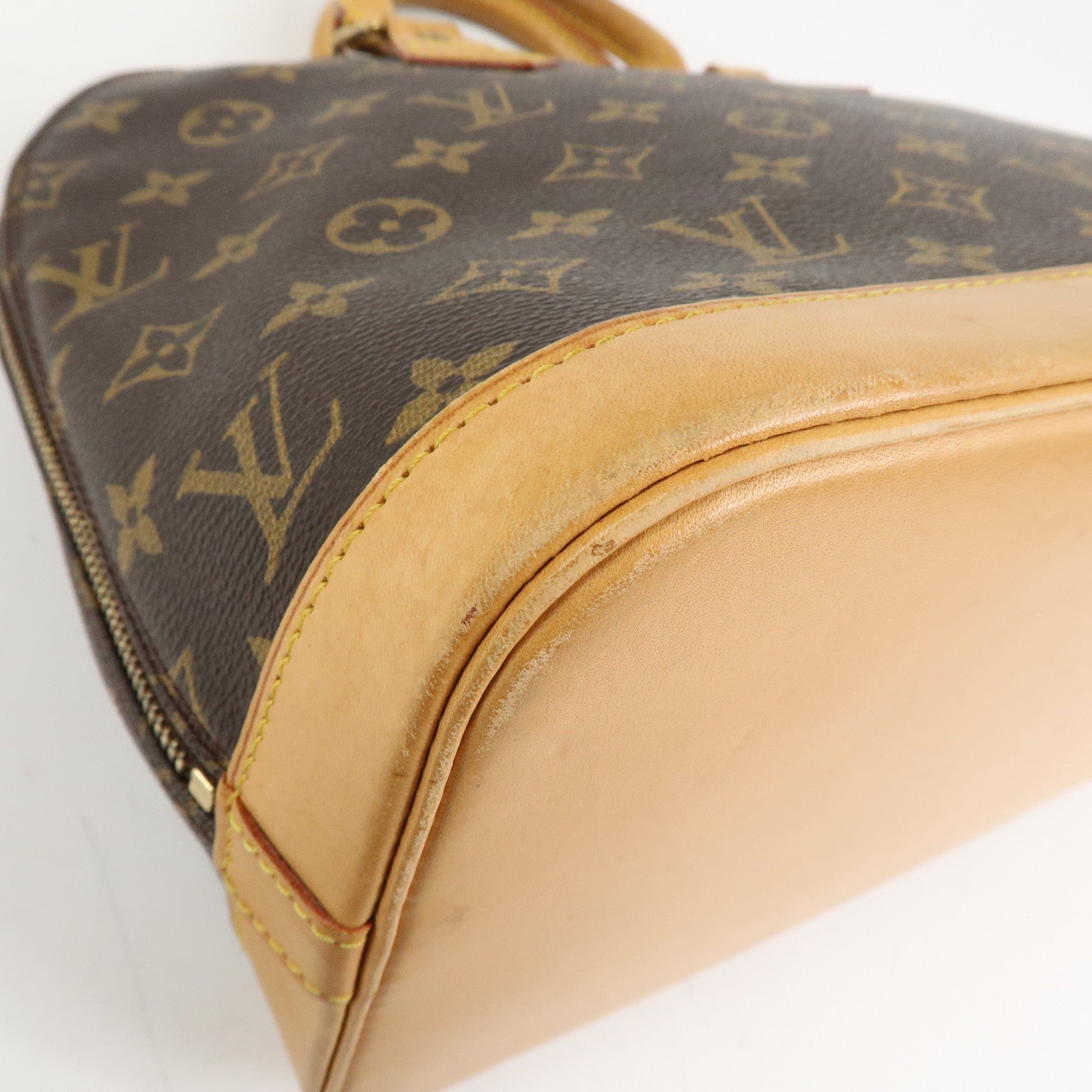 Louis Vuitton Monogram Alma Hand Bag Brown Gold Hardware M51130 Used