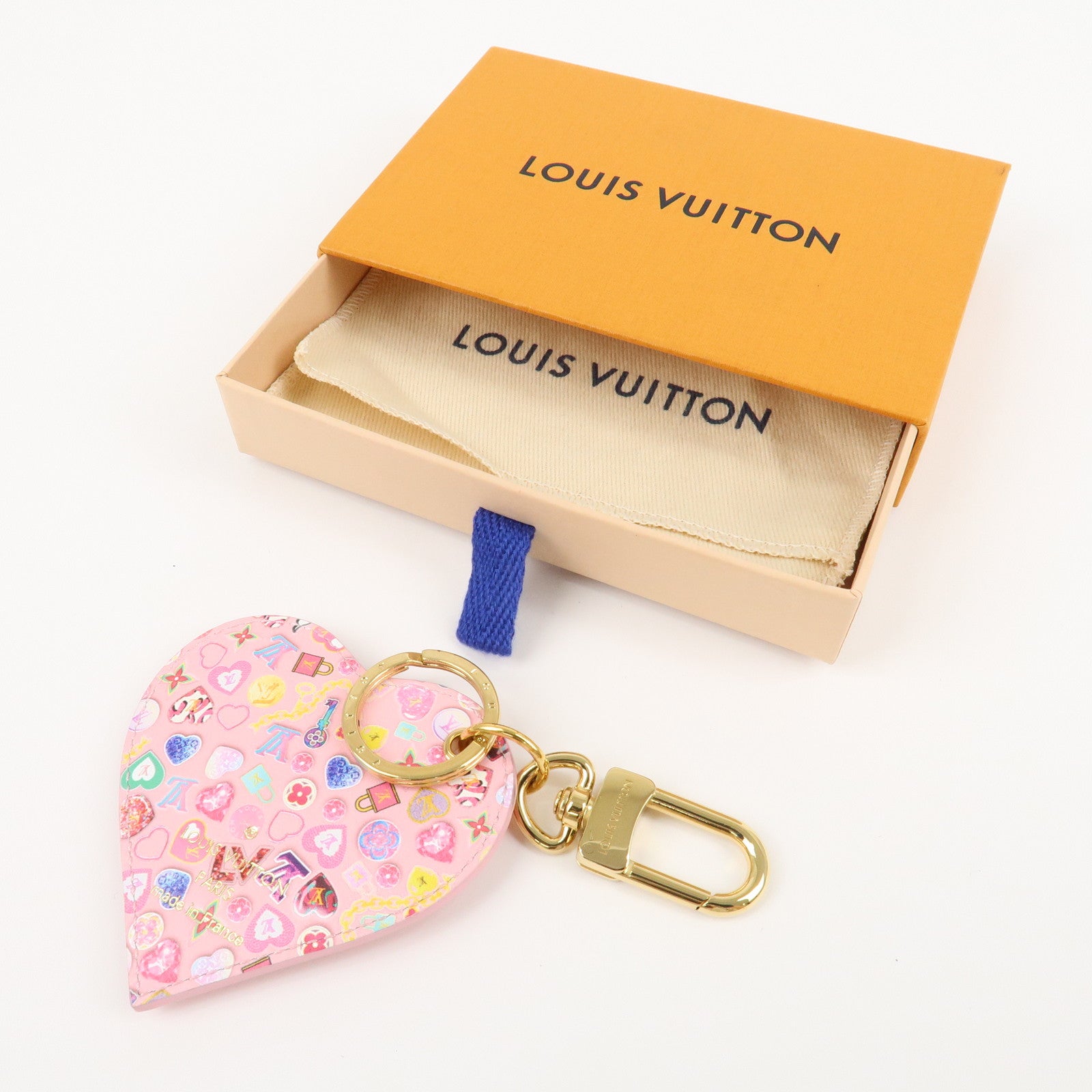 Louis Vuitton Monogram Vernis Porte Cles Love Lock Heart M01164 Used