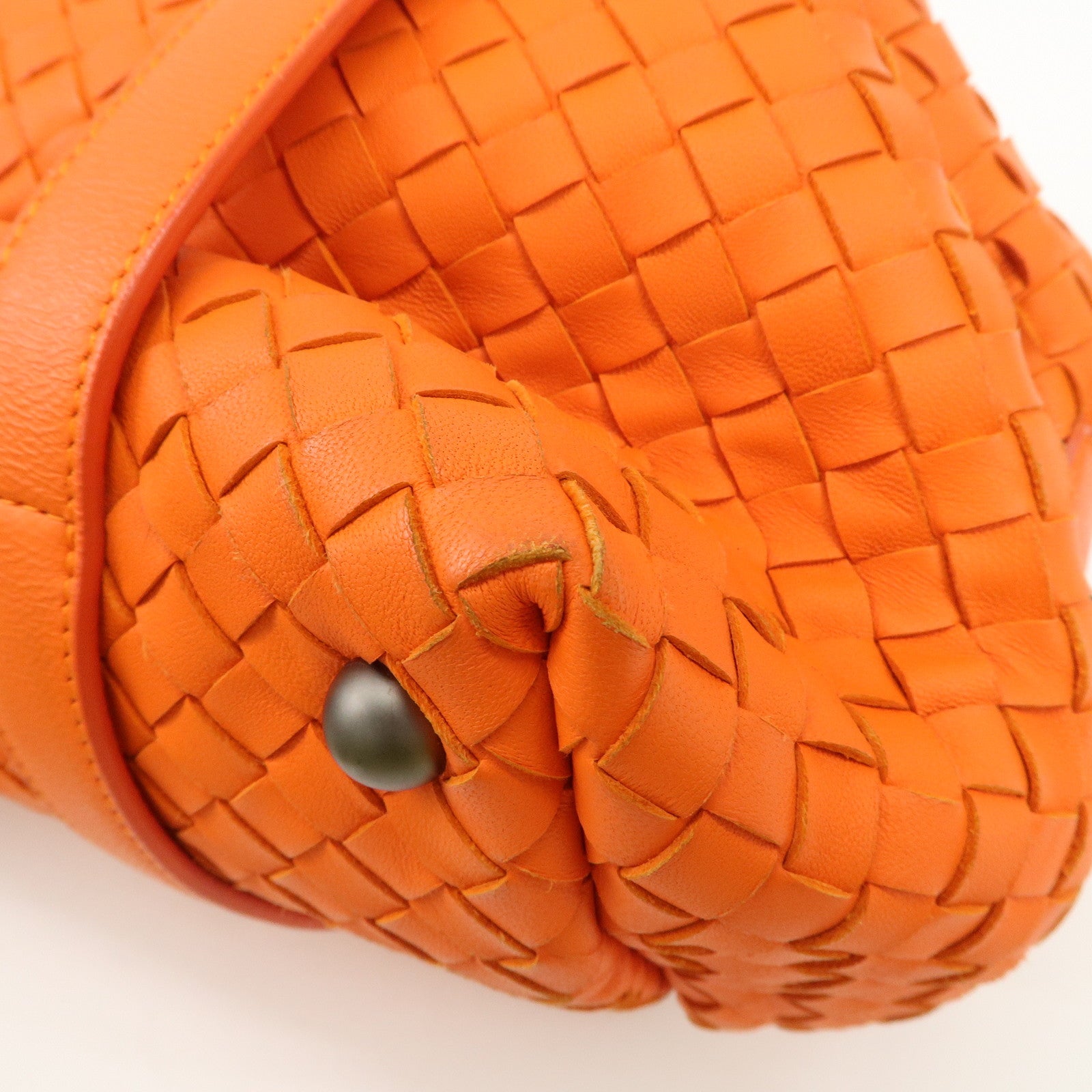 BOTTEGA VENETA Intrecciato Leather Boston Bag Hand Bag Orange