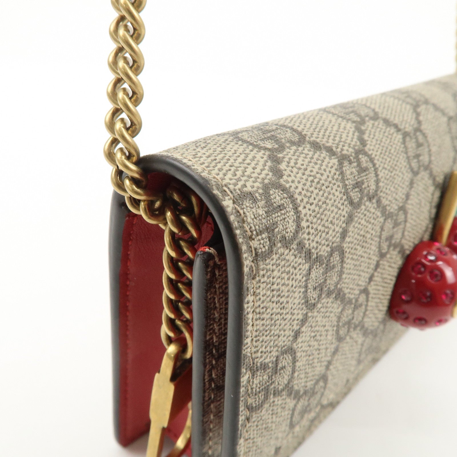 GUCCI GG Supreme Leather Cherry Chain Shoulder Bag 481291