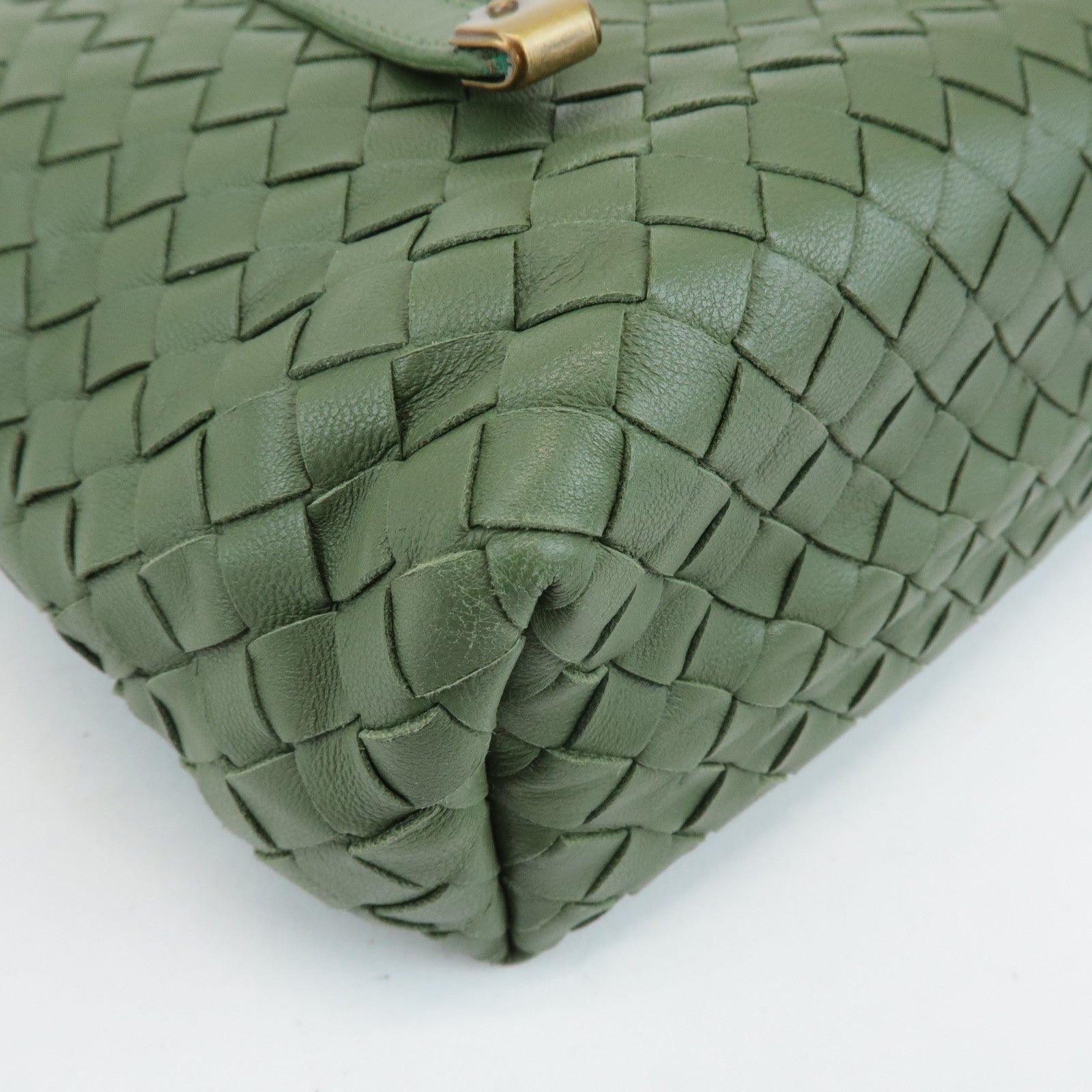 BOTTEGA VENETA Intrecciato Leather Tote Shoulder Bag Green 162937