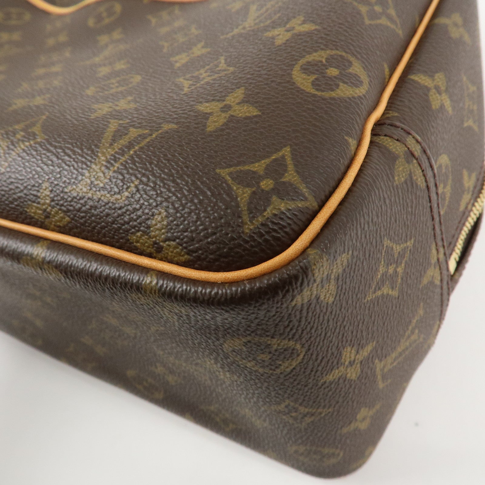 Louis Vuitton Monogram Deauville Hand Bag Brown M47270 Used