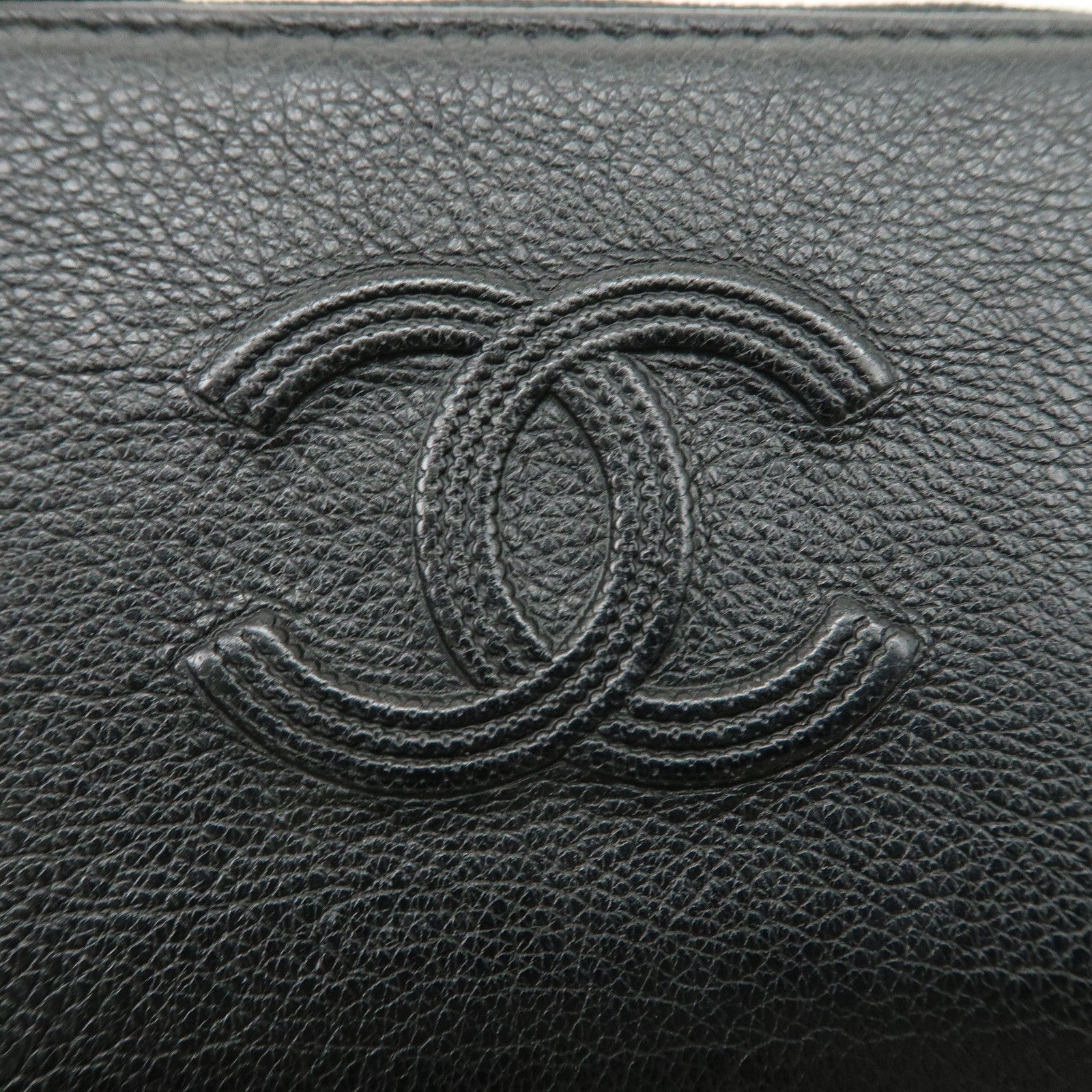 CHANEL Leather Coco Mark Card Case Black