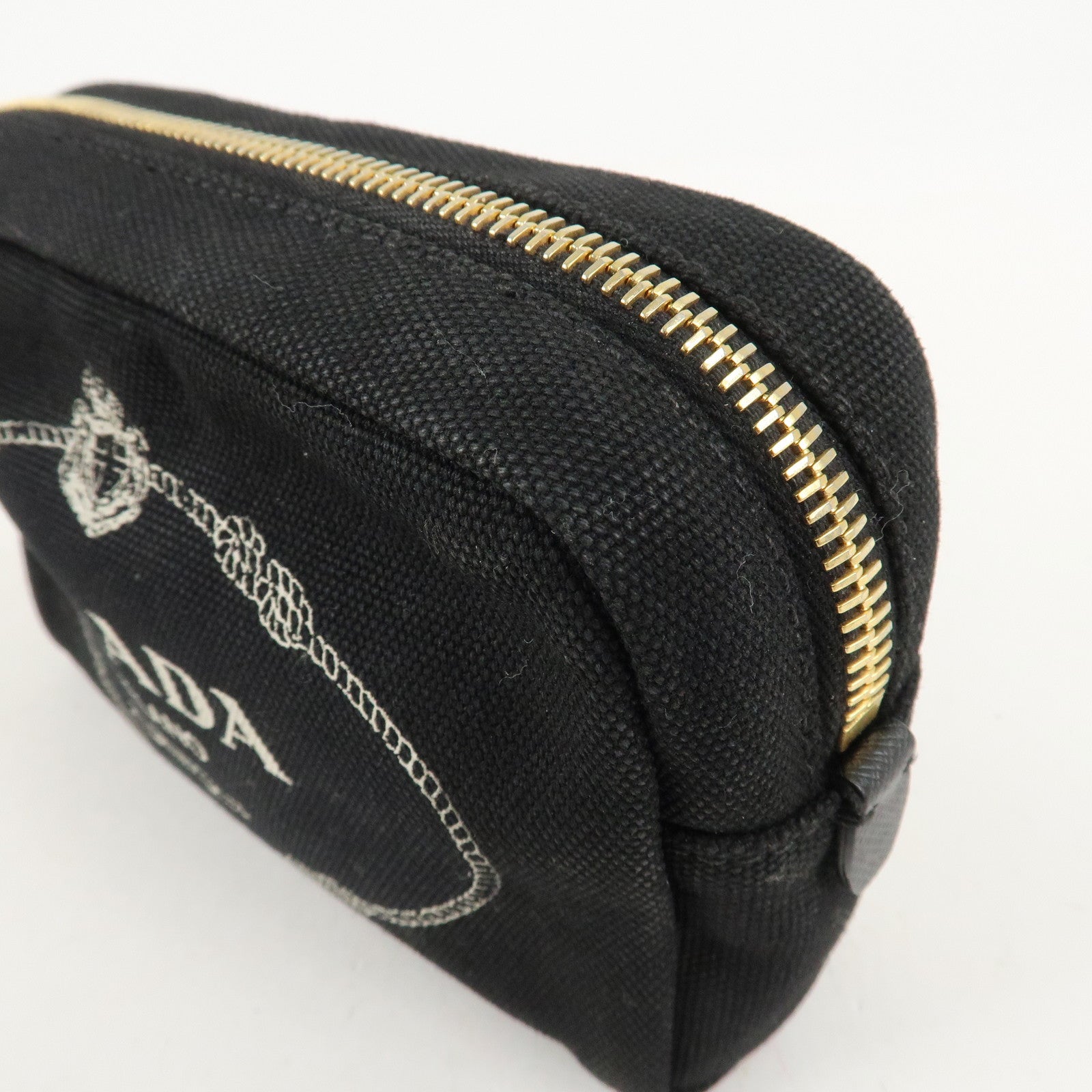 PRADA Canvas Pouch Cosmetic Pouch Black Used