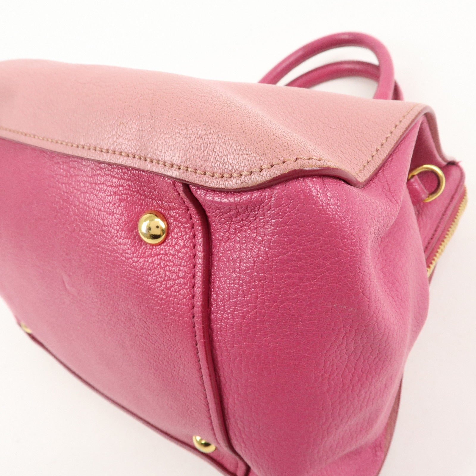 MIU MIU Leather 2WAY Bag Hand Bag Shoulder Bag Pink