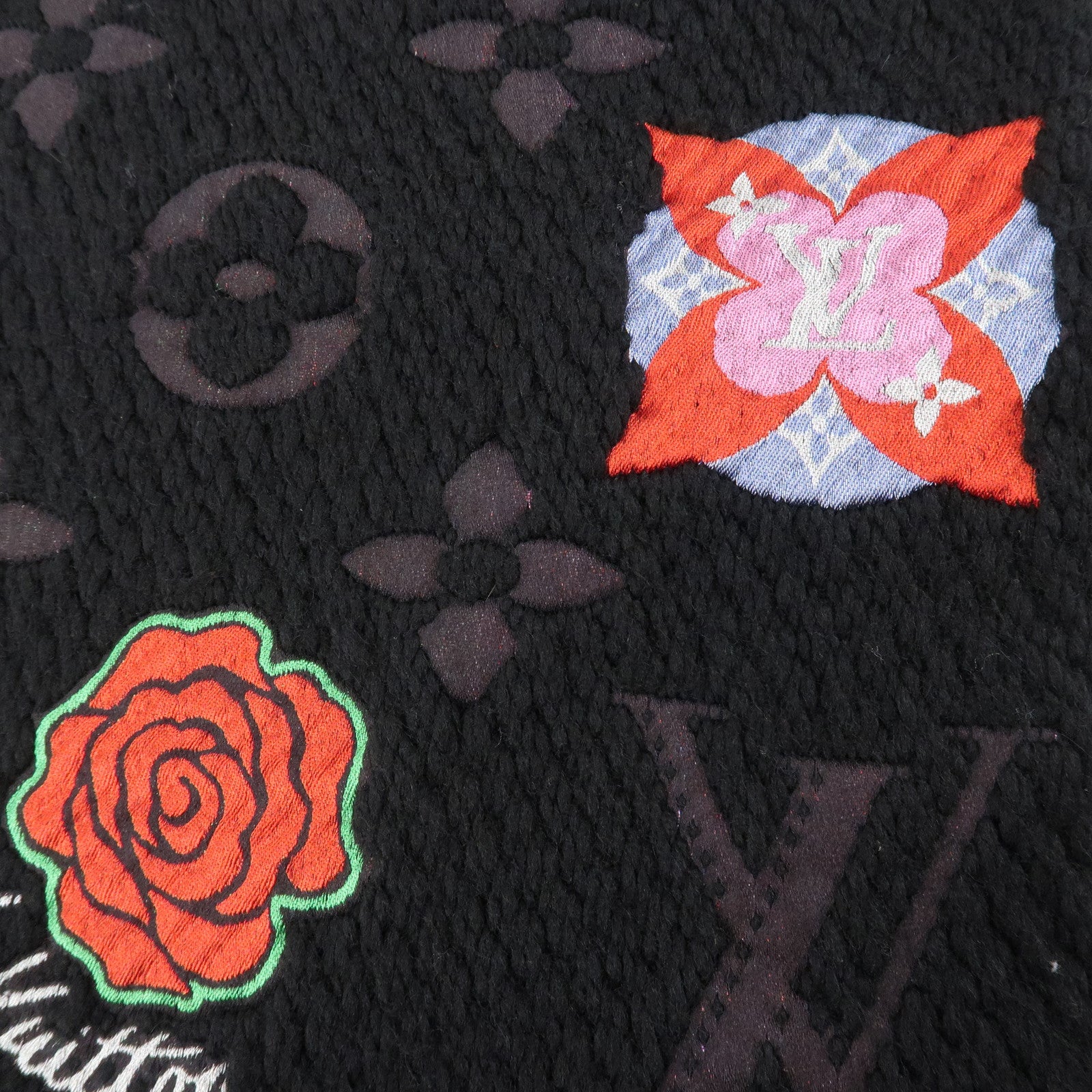 Louis Vuitton Escharpe Logo Mania Stories Scarf Black M71060 Used