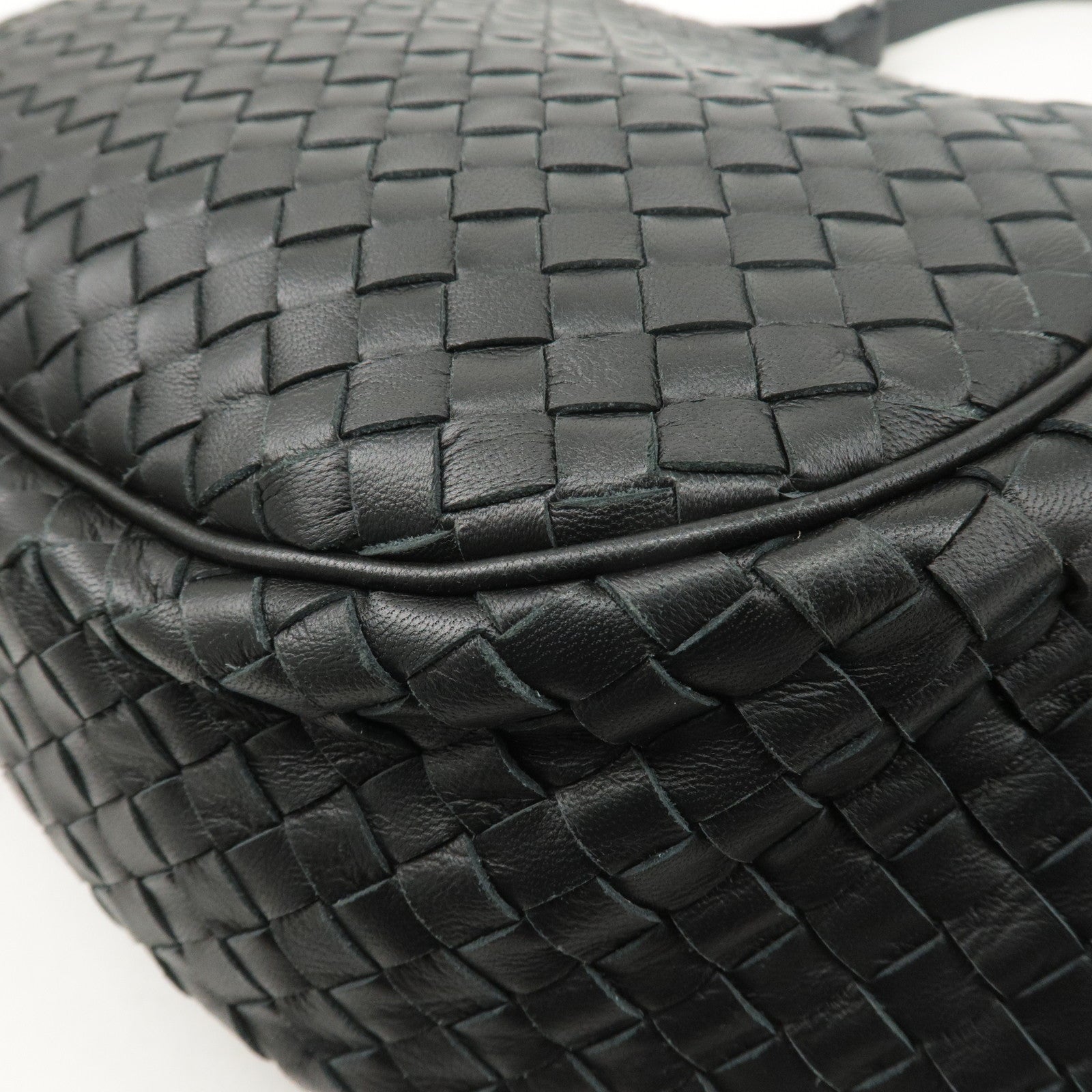 BOTTEGA VENETA Intrecciato Leather Shoulder Bag Black