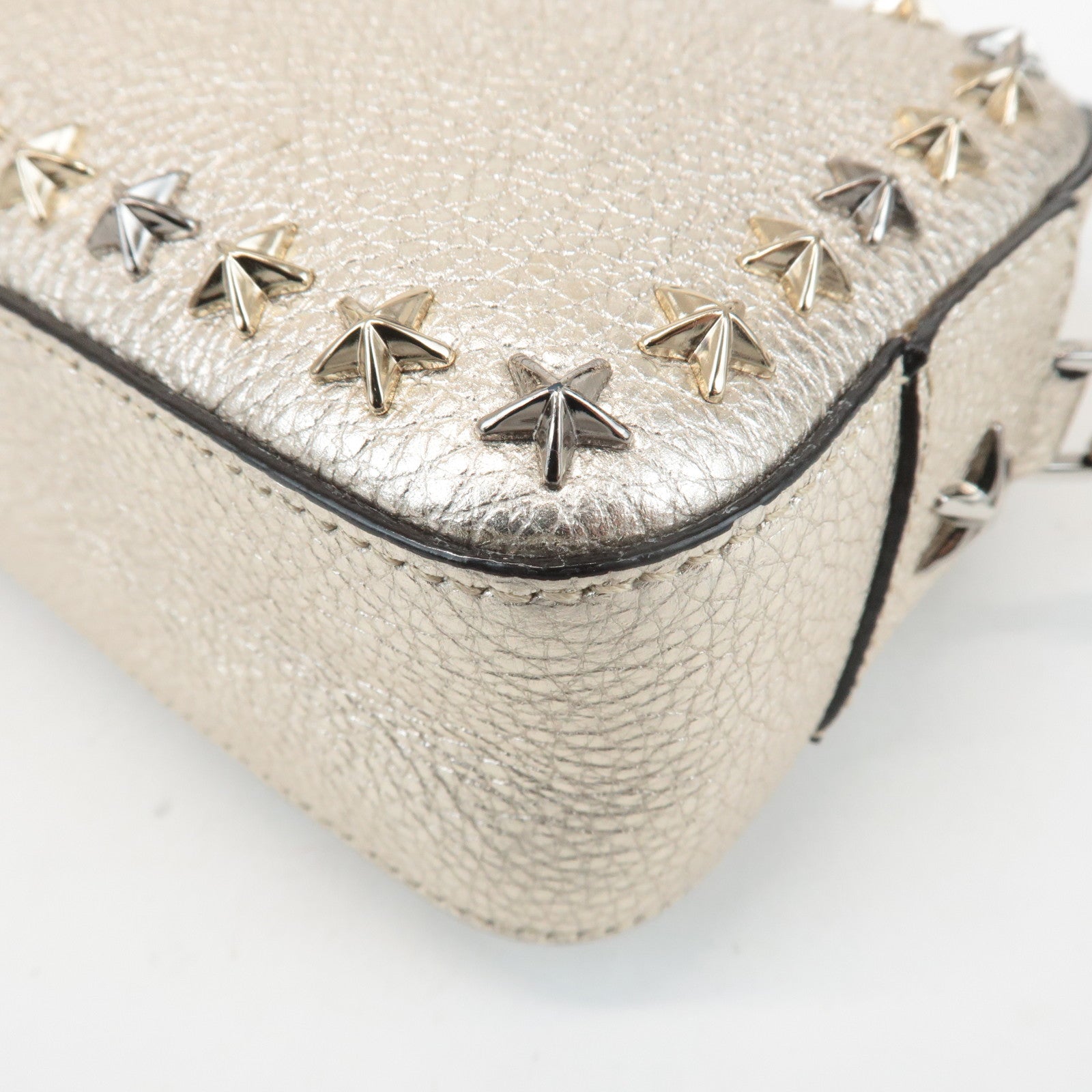 JIMMY CHOO Leather Studs Small Shoulder Bag Silver