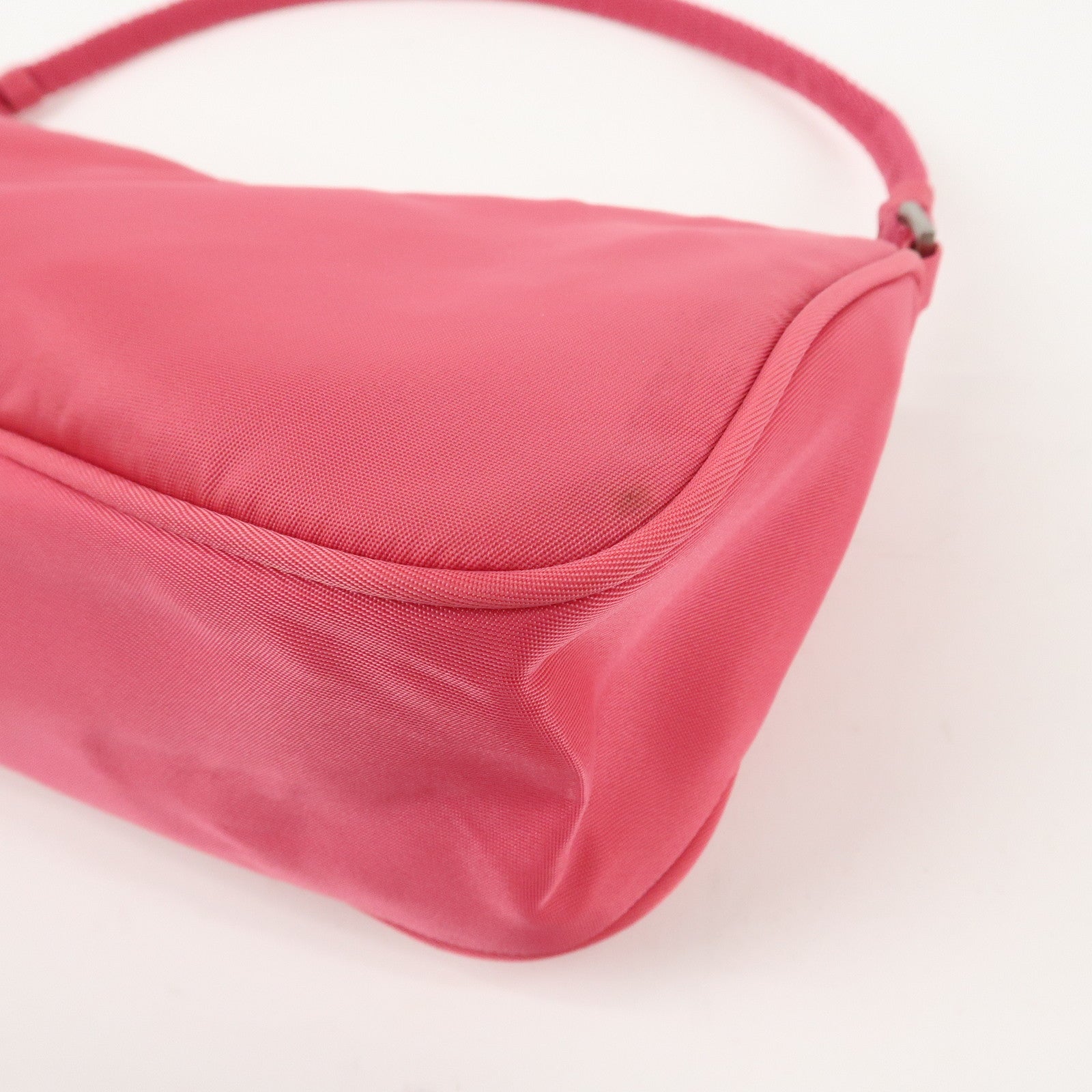 PRADA Logo Nylon Pouch Hand Bag Cosmetic Pouch Purse Pink MV633