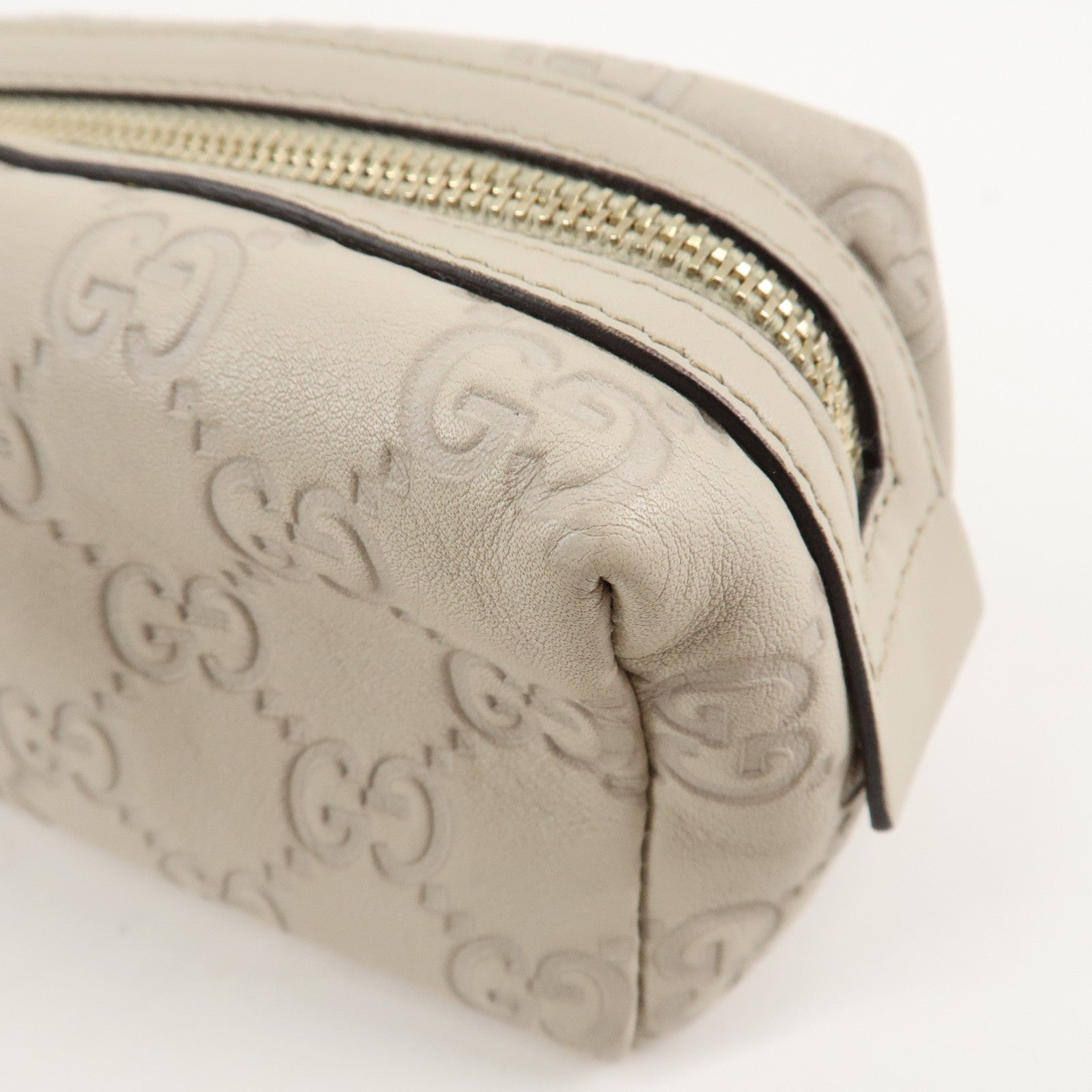 GUCCI Guccissima Leather Pouch Cosmetic Pouch Ivory 153228