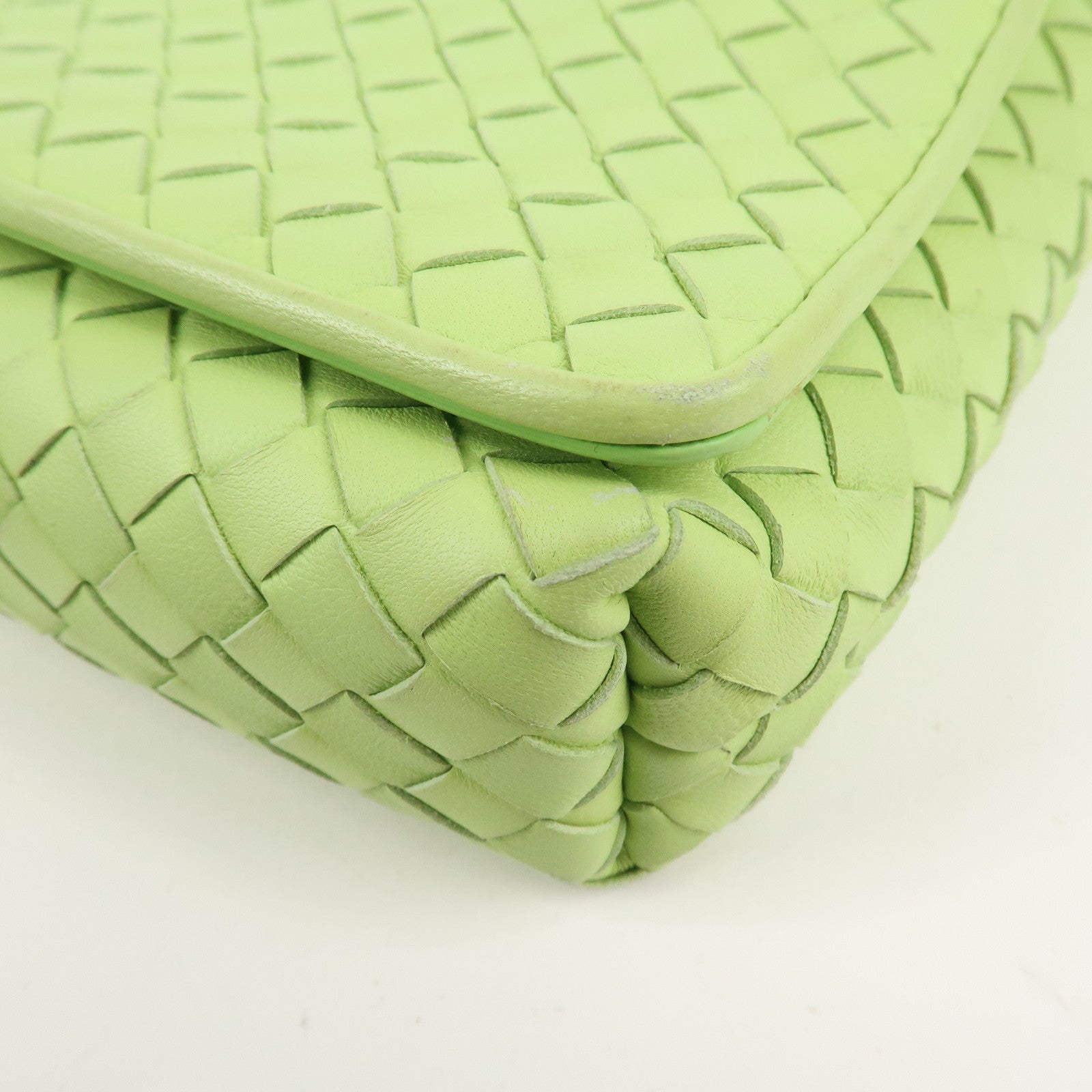 BOTTEGA VENETA Intrecciato Leather Shoulder Bag Light Green