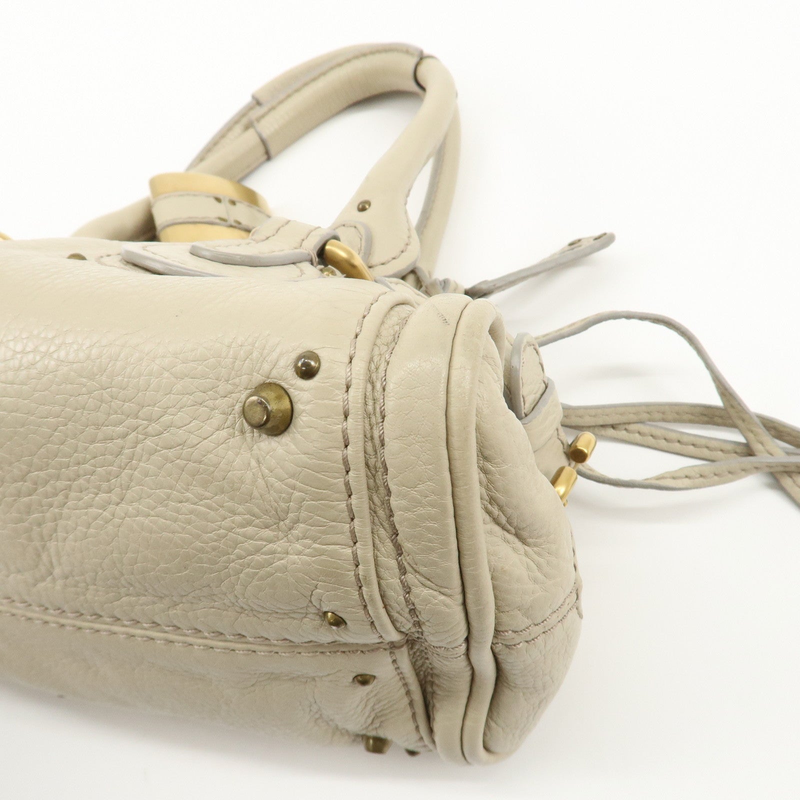 Chloe Leather Mini Paddington Shoulder Bag Hand Bag Ivory Used