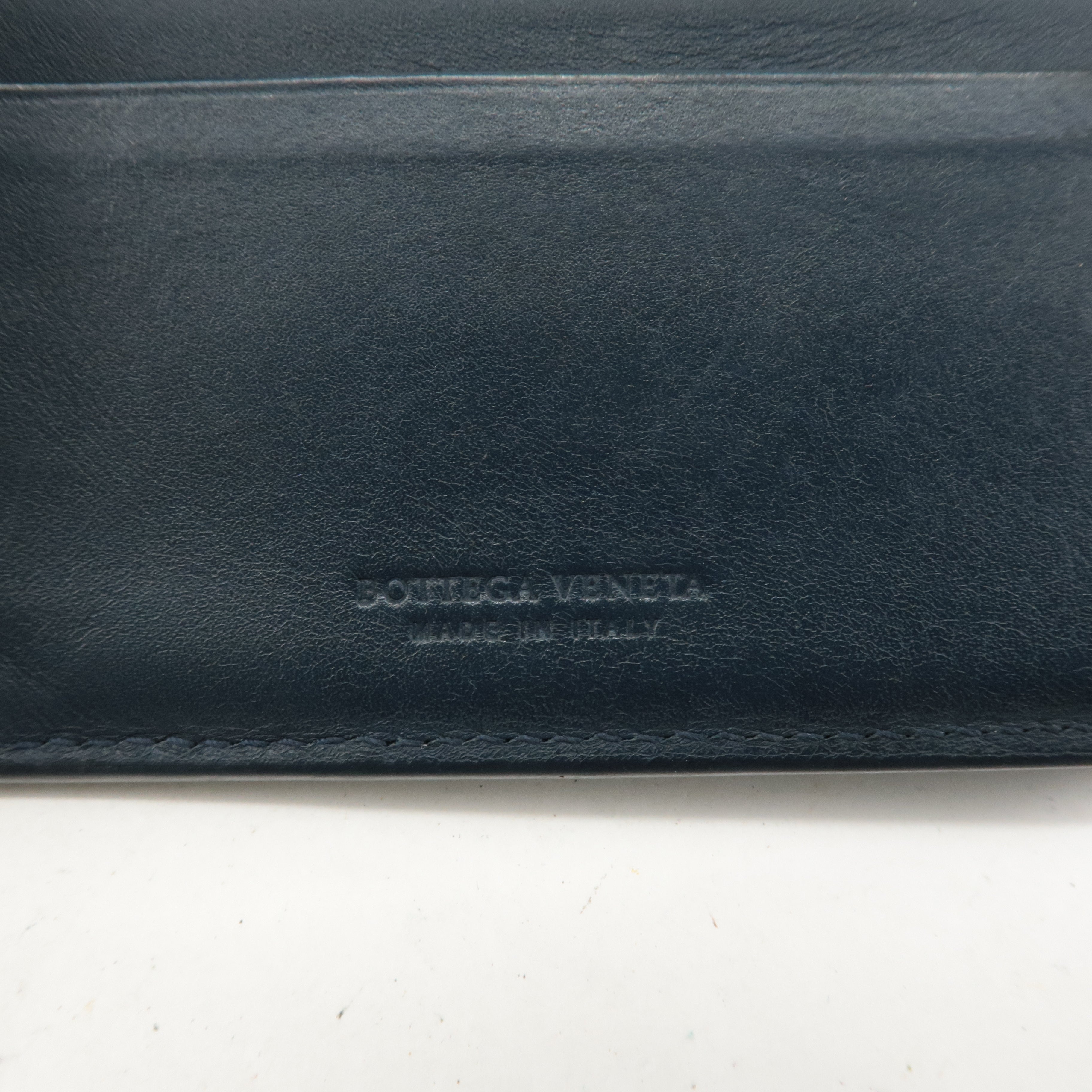 BOTTEGA VENETA Set of 2 Intrecciato Leather Wallet Navy Black