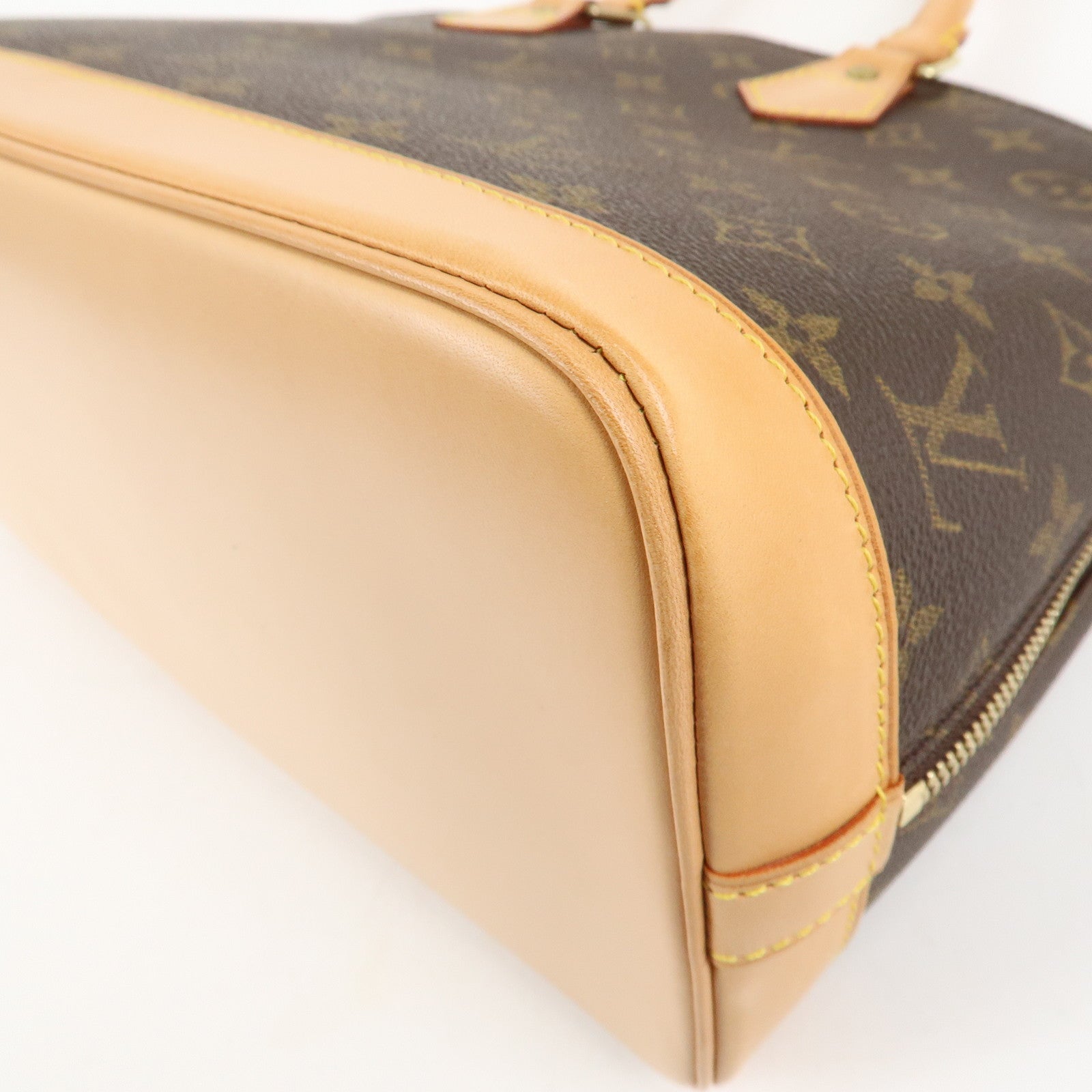 Louis Vuitton Monogram Alma Hand Bag Brown Gold Hardware M51130