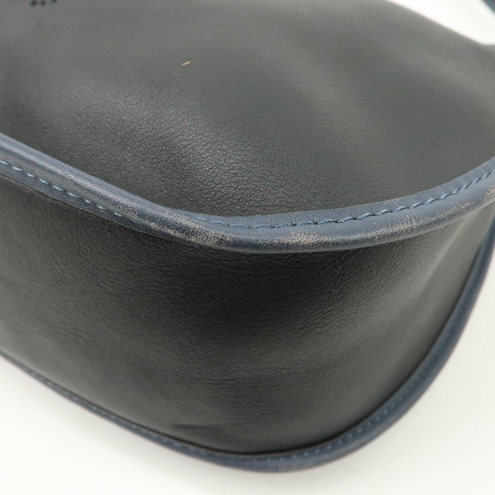 LOEWE Anagram Leather Sophia Shoulder Bag Black Navy Used