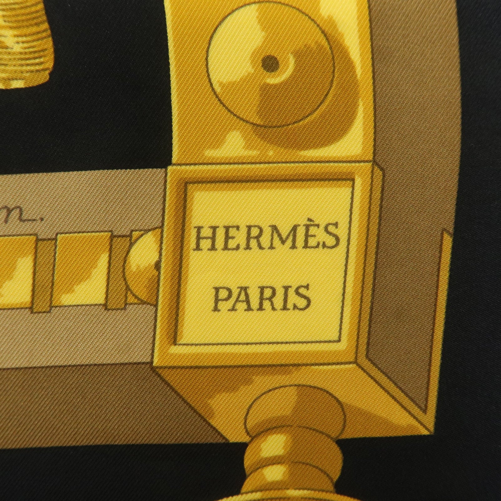 HERMES Carre 90 Silk 100% Scarf African Spoon Black Yellow