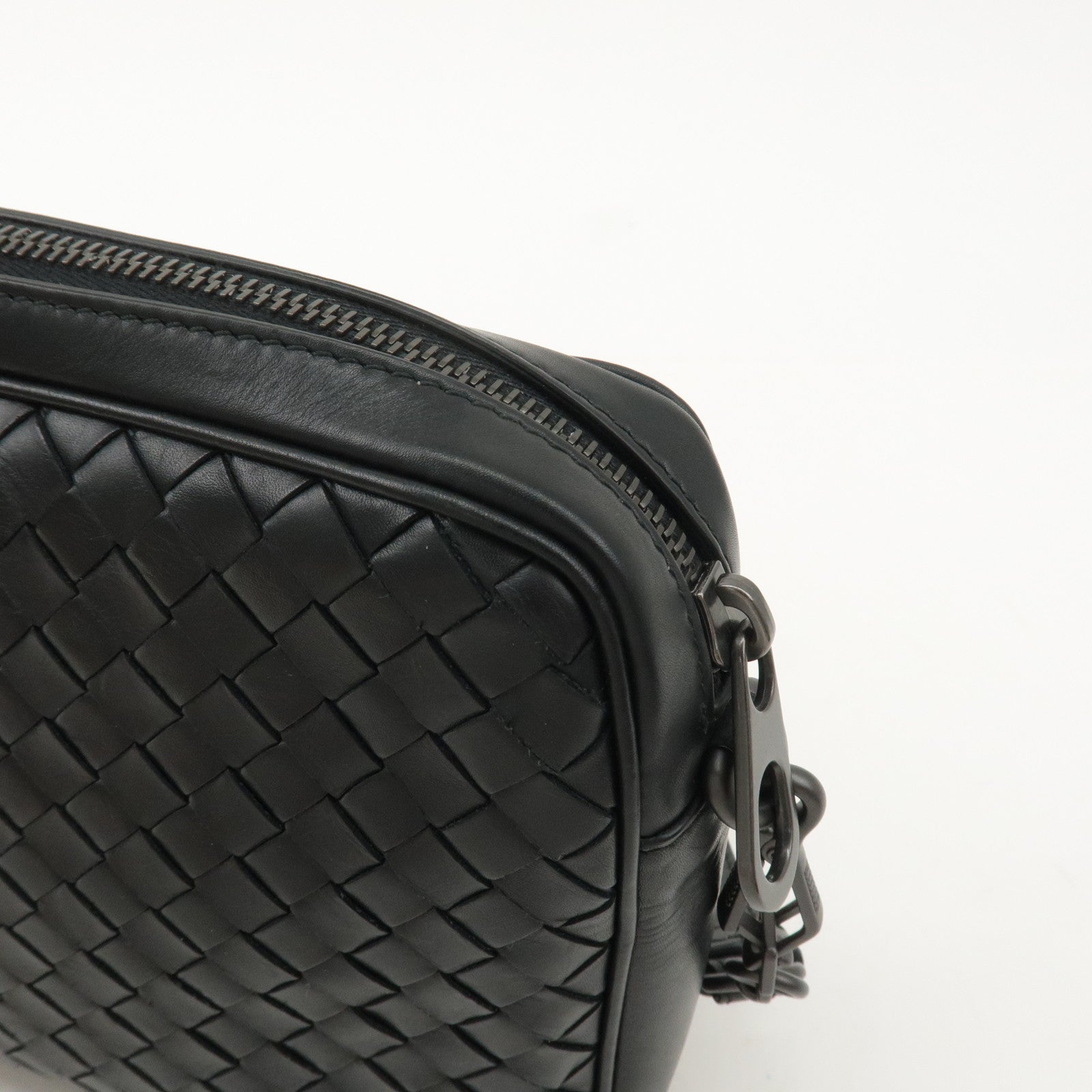 BOTTEGA VENETA Intrecciato Leather Clutch Bag Black