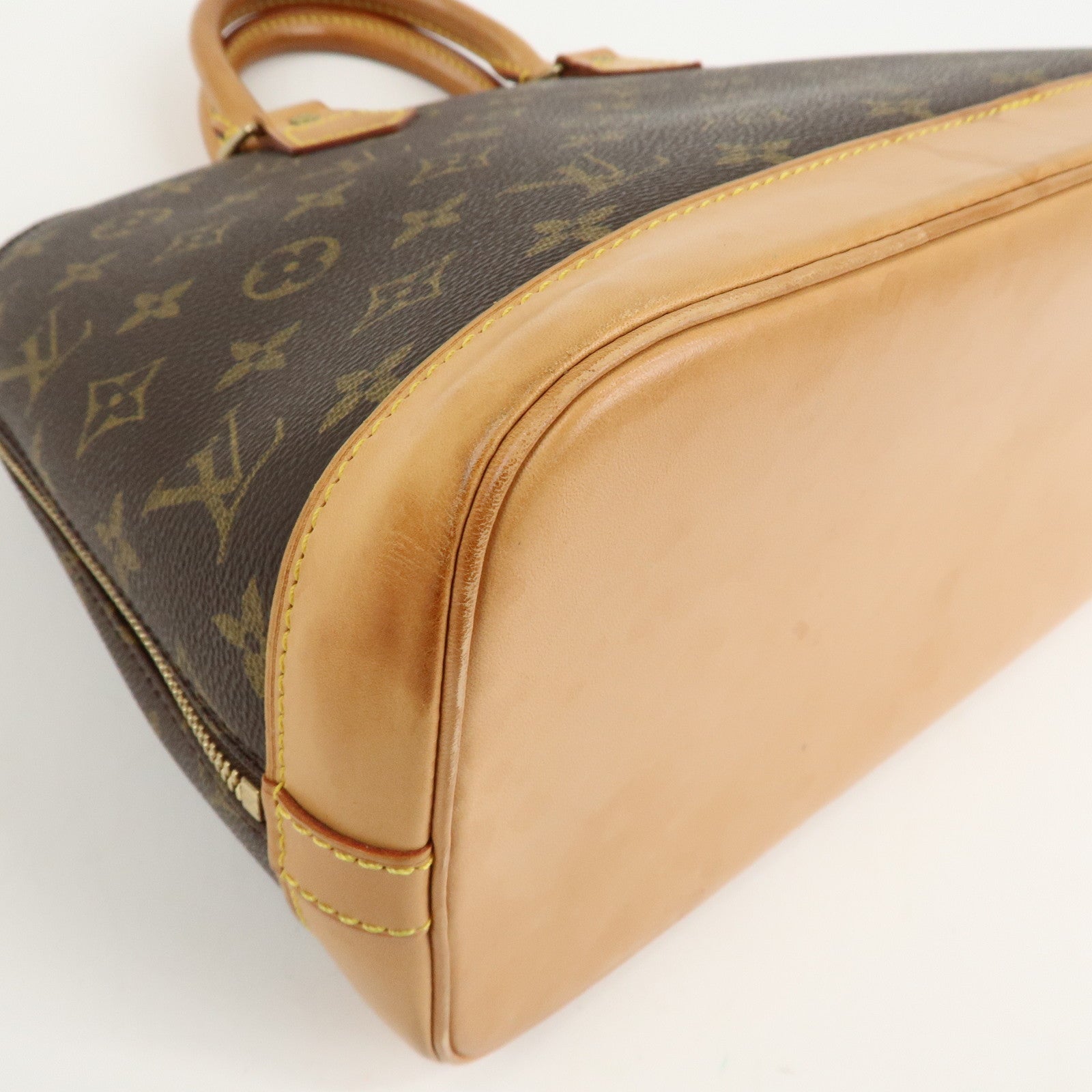 Louis Vuitton Monogram Alma Hand Bag Brown Gold HDW M51130 Used