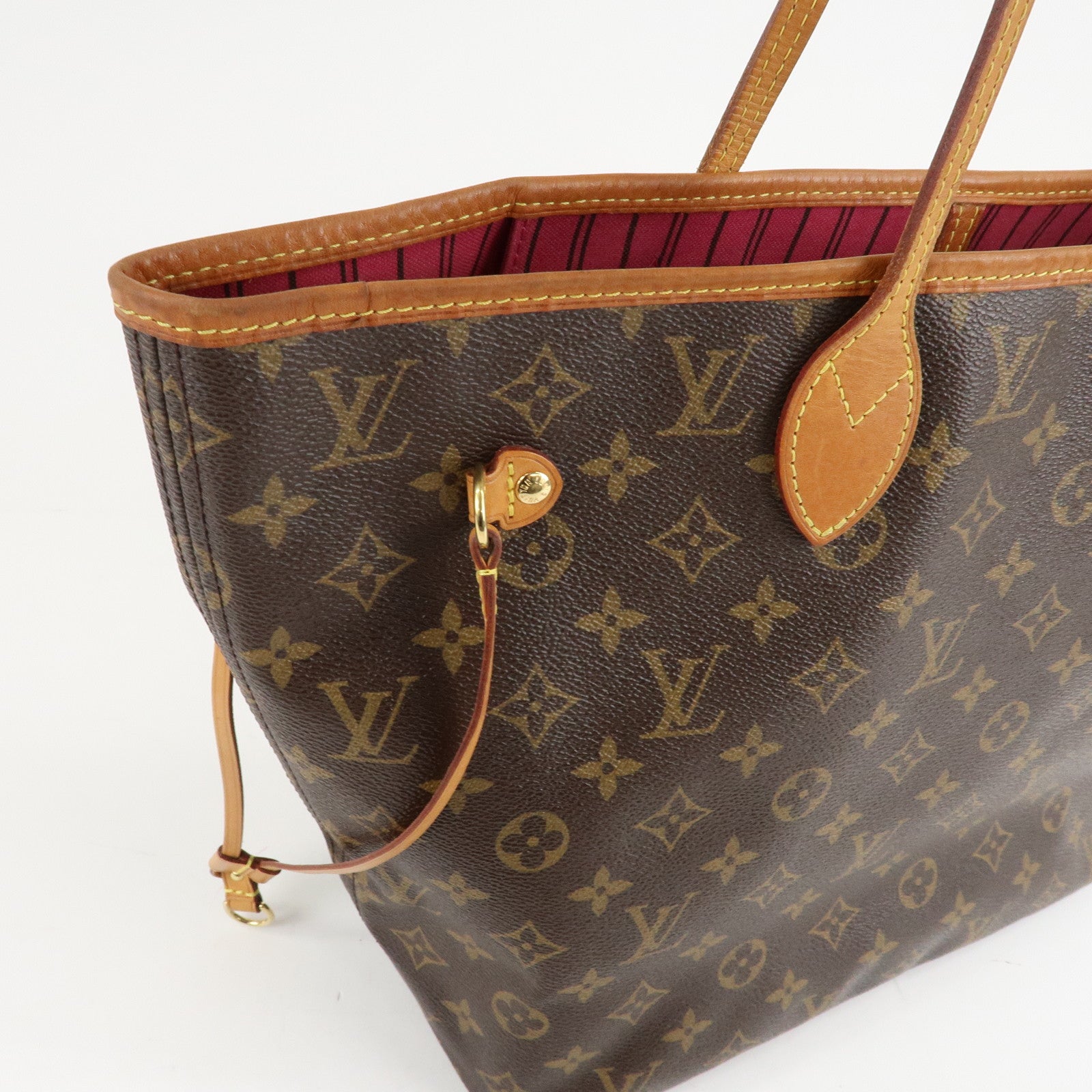 Louis Vuitton Monogram Neverfull MM Tote Bag Fuchisia M40996 Used