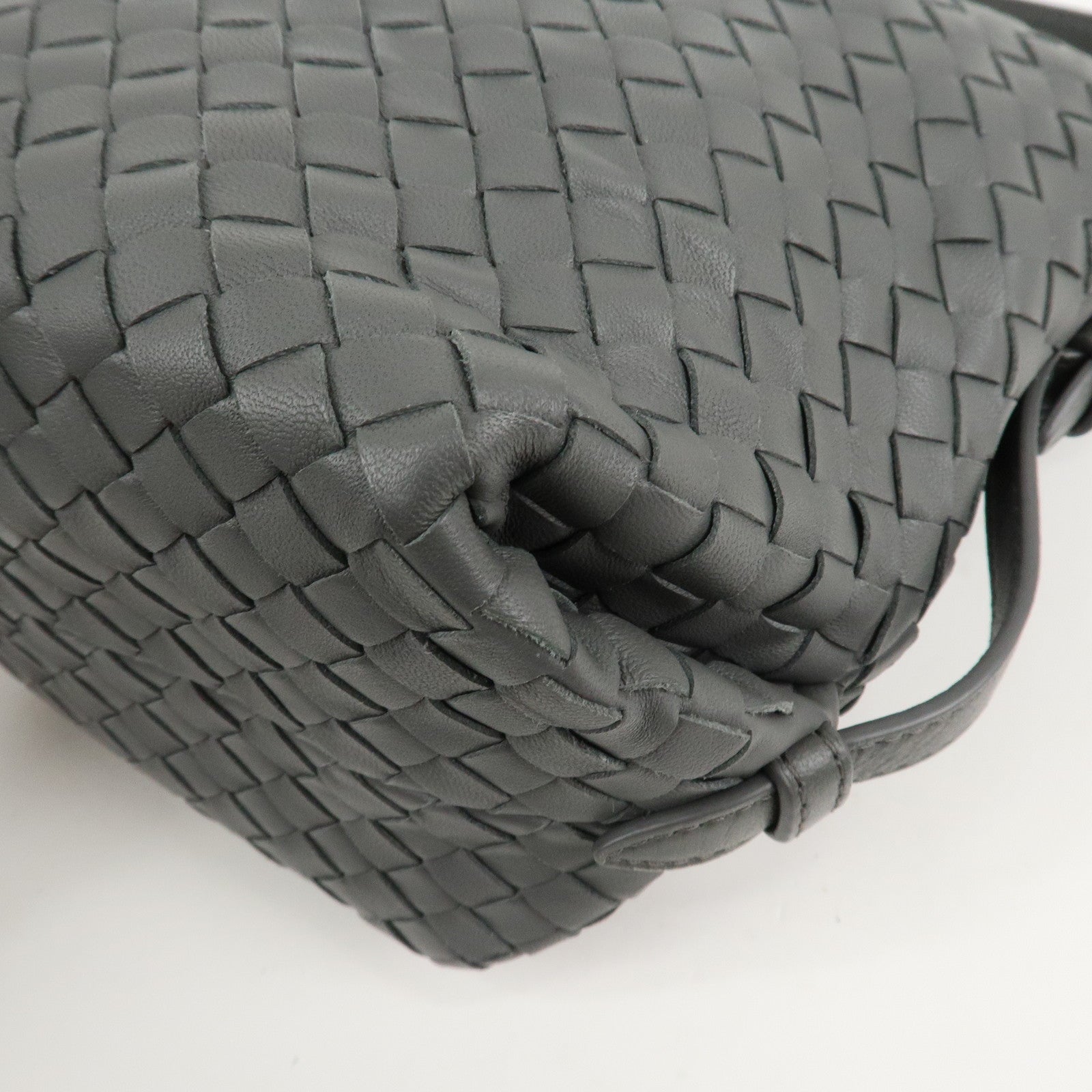 BOTTEGA VENETA Intrecciato Leather Semi Shoulder Bag Gray