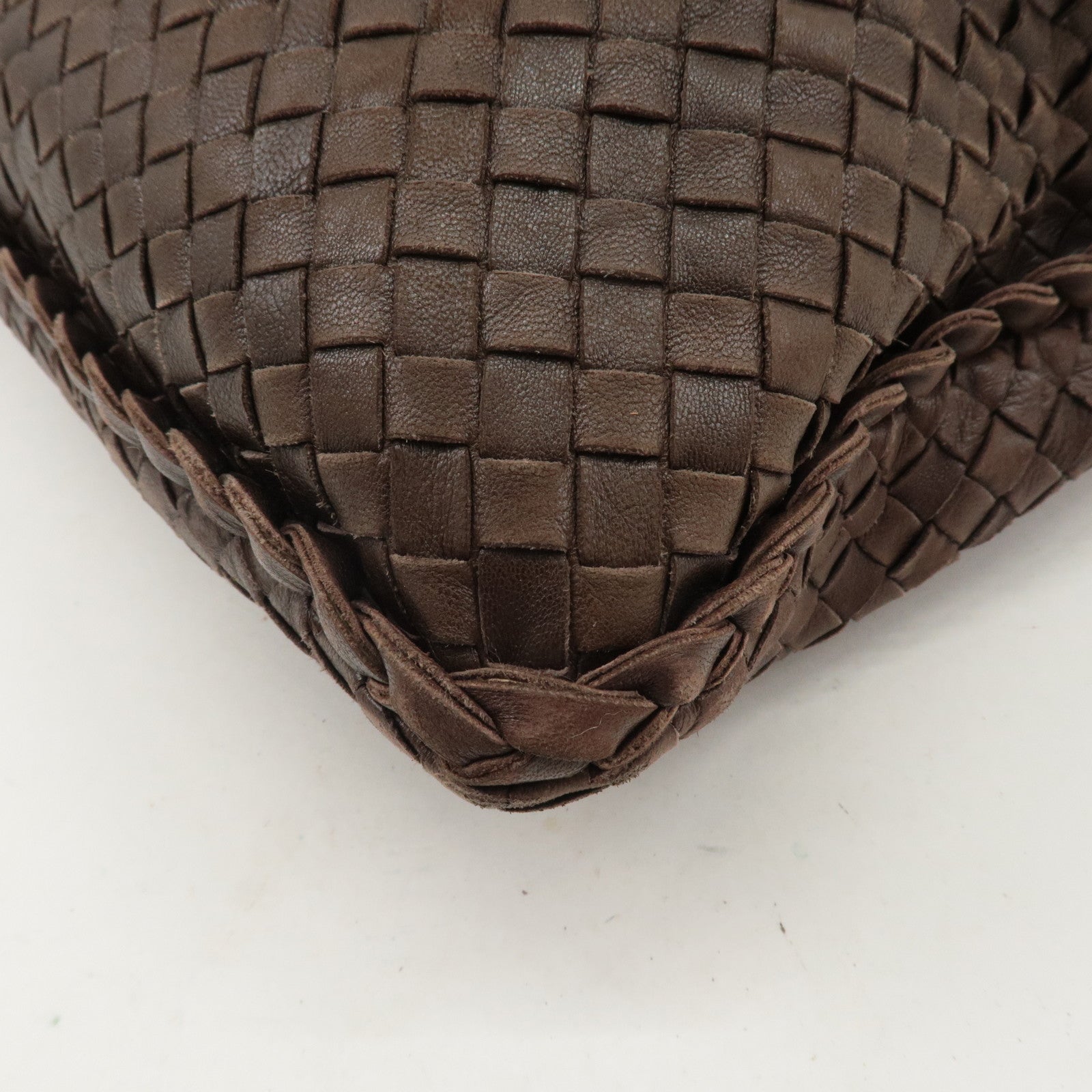 BOTTEGA VENETA Intrecciato Hobo Leather Shoulder Bag Brown 115654