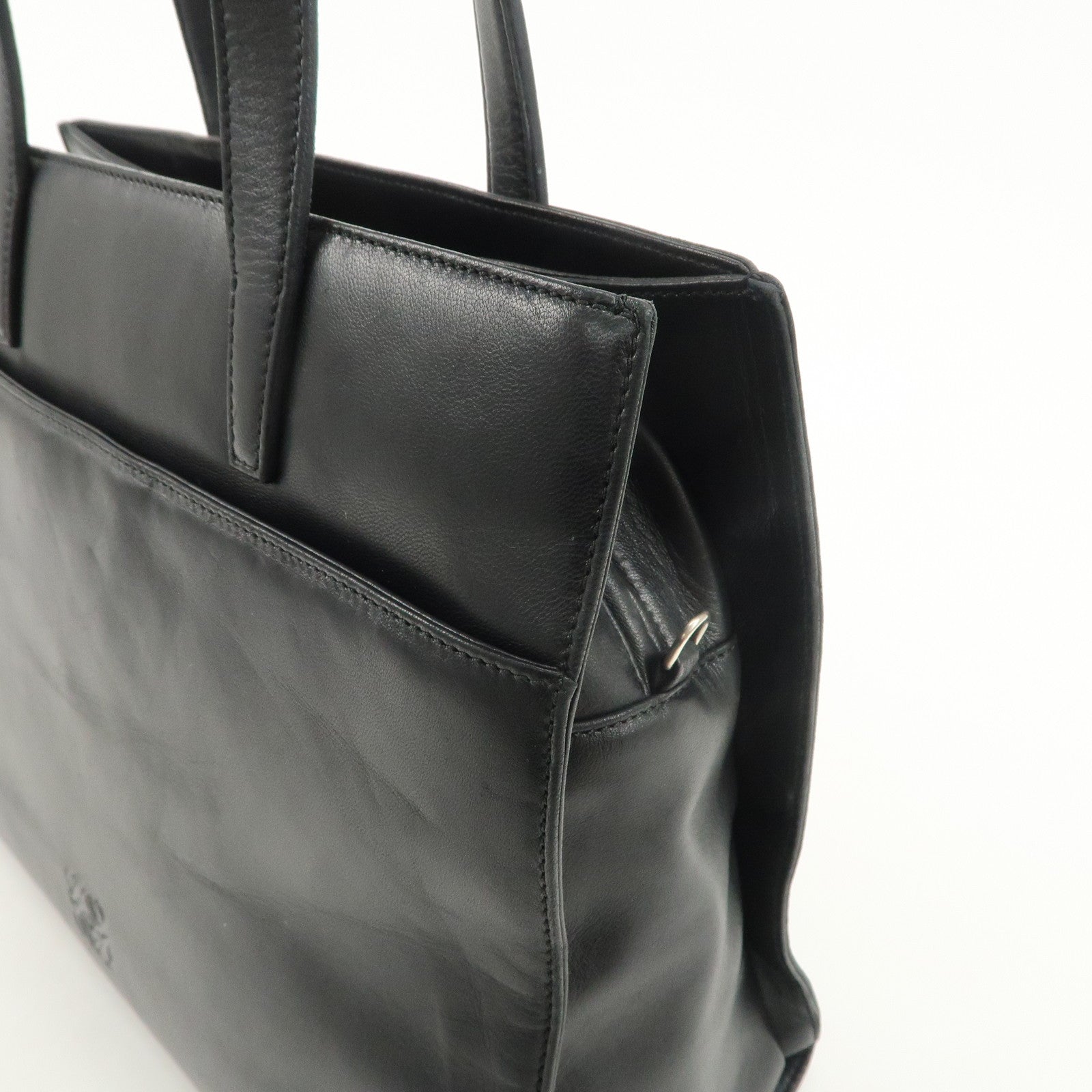 LOEWE Anagram Leather Tote Bag Hand Bag Shoulder Bag Black Used