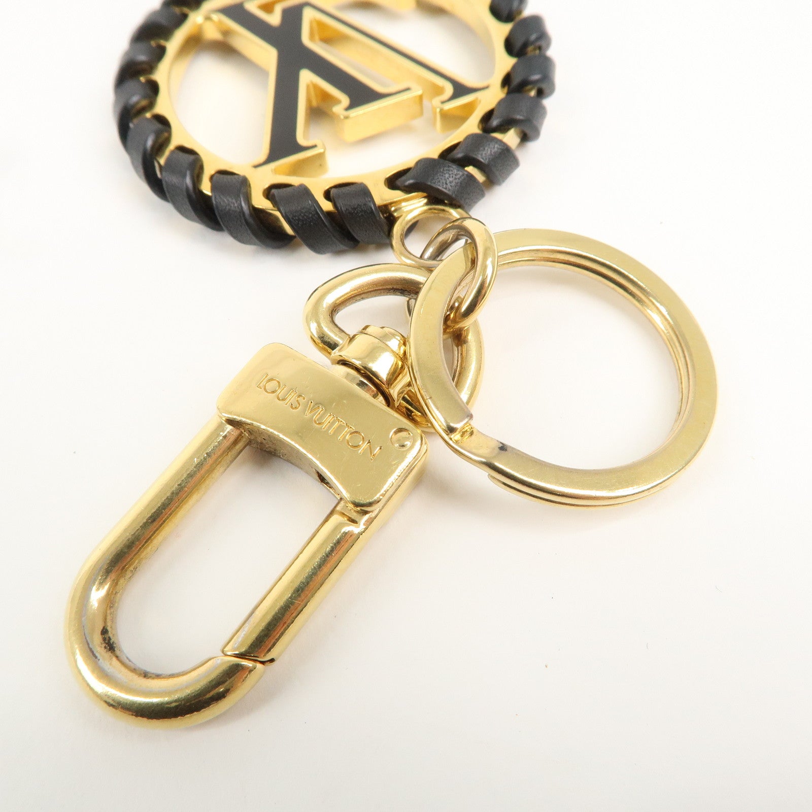 Louis Vuitton Berry Bag Charm Key Holder Gold Black M63082