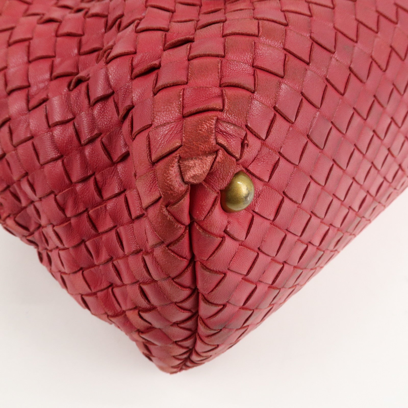 BOTTEGA VENETA Intrecciato Leather Montaigne Boston Bag Red