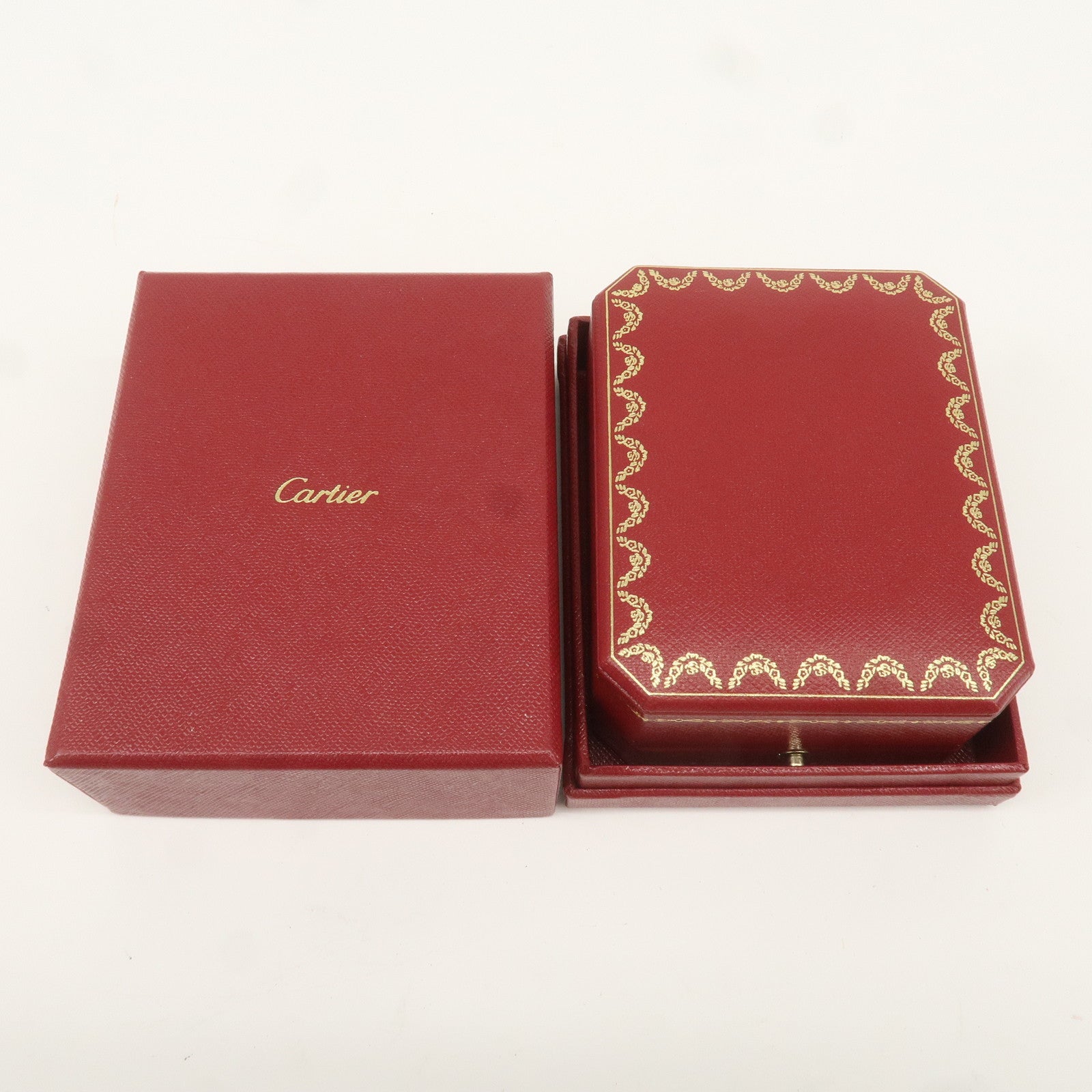 Cartier Set of 2 Pair Ring Box Display Box Jewelry Box Red