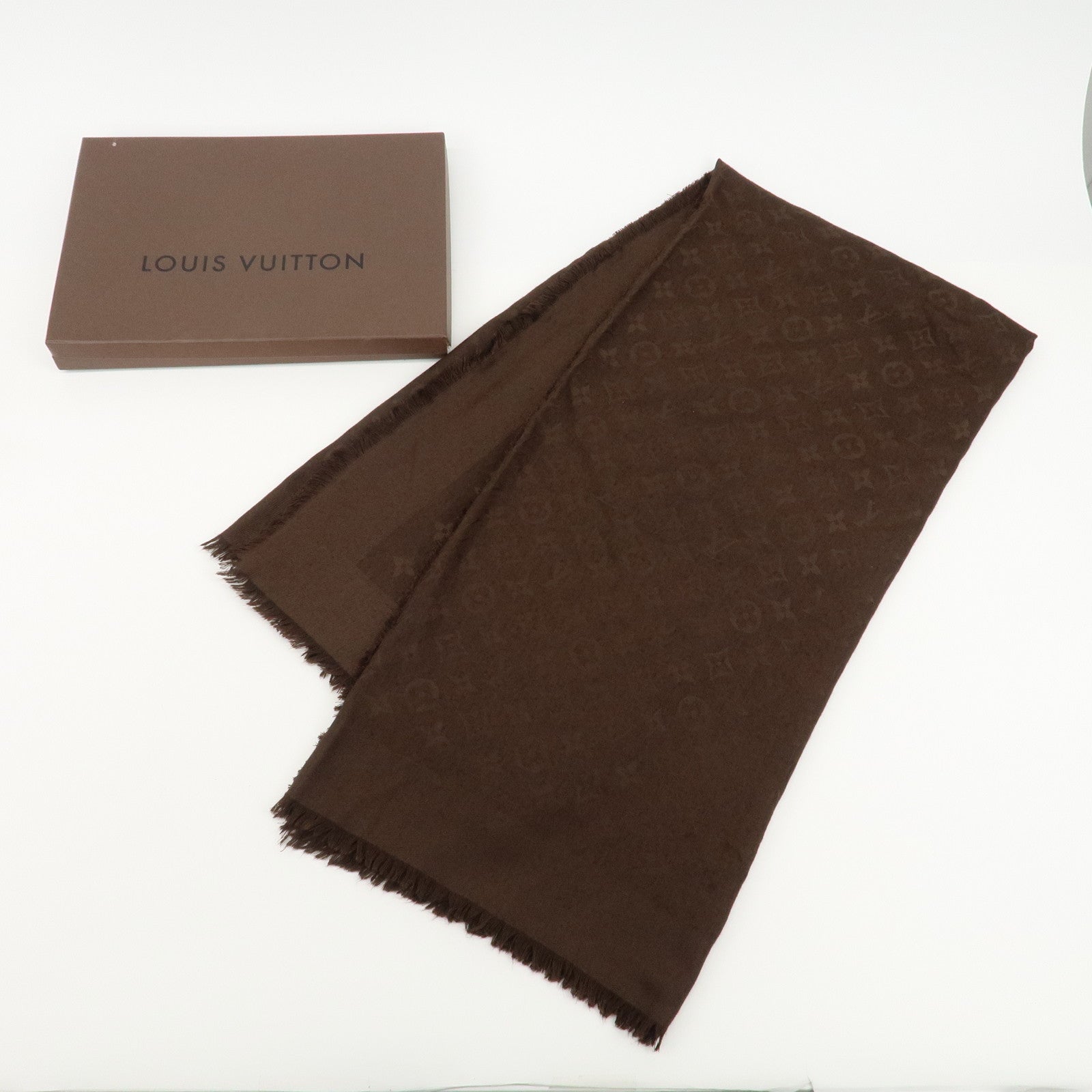 Louis Vuitton Monogram Shine Shawl Stole Scarf Brown 401910 Used