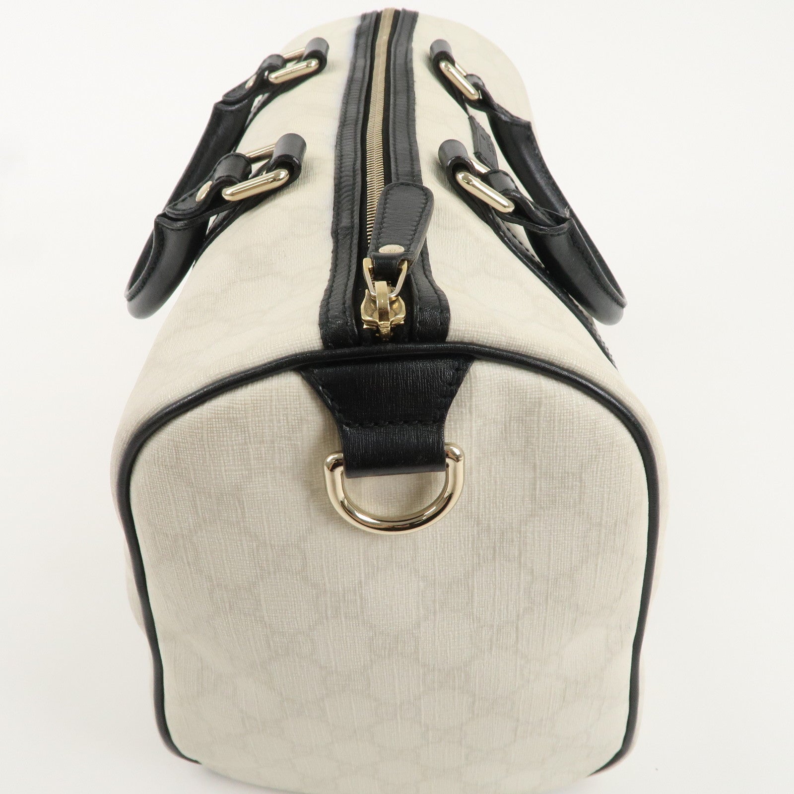 GUCCI GG Supreme Leather Boston Bag White Black 193603