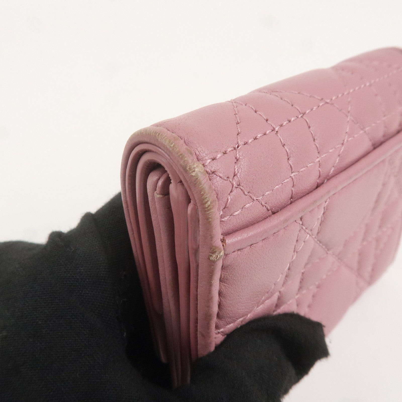 Christian Dior Cannage Leather Lotus Wallet Pink