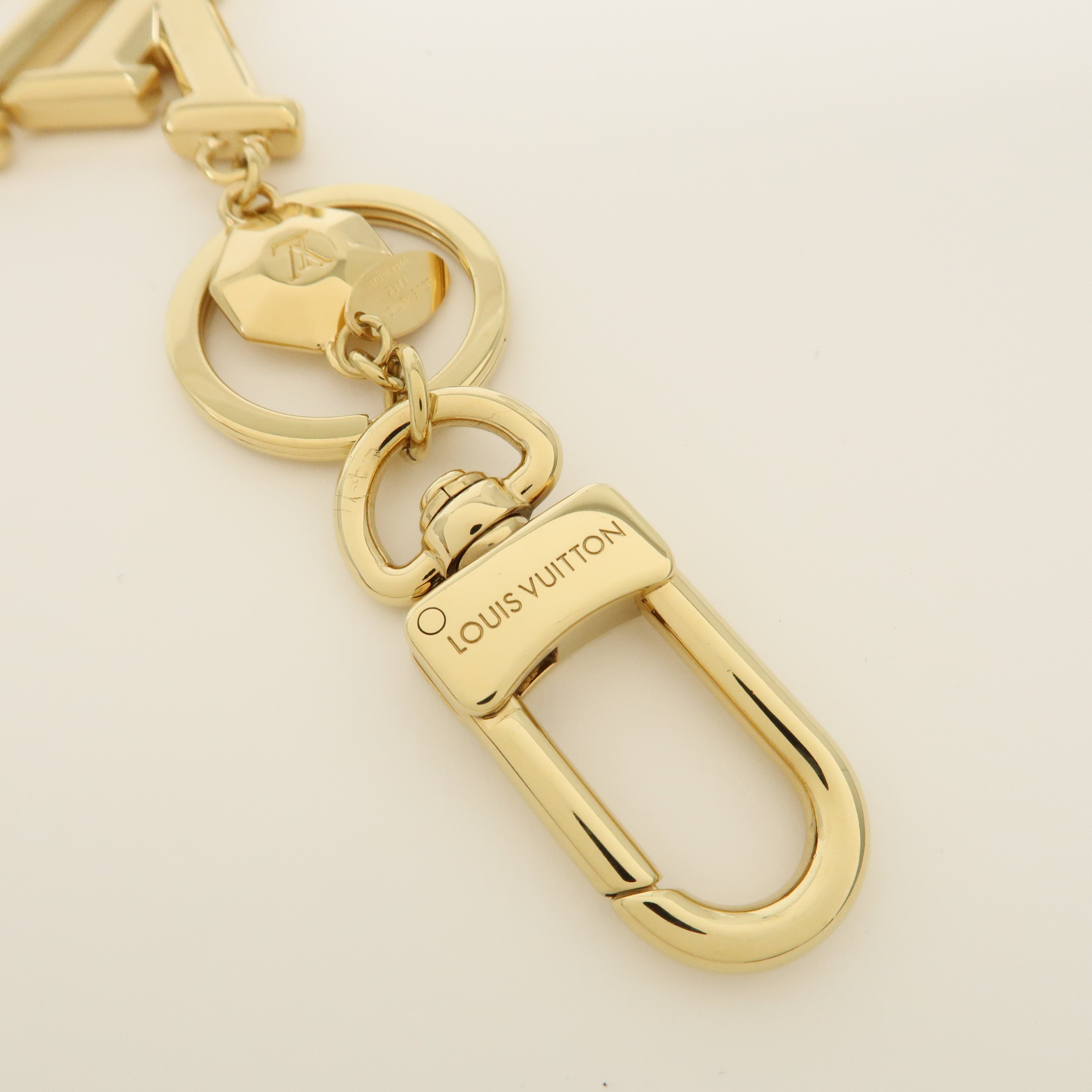 Louis Vuitton Key Holder LV Facettes Gold Bag Charm M65216 Used