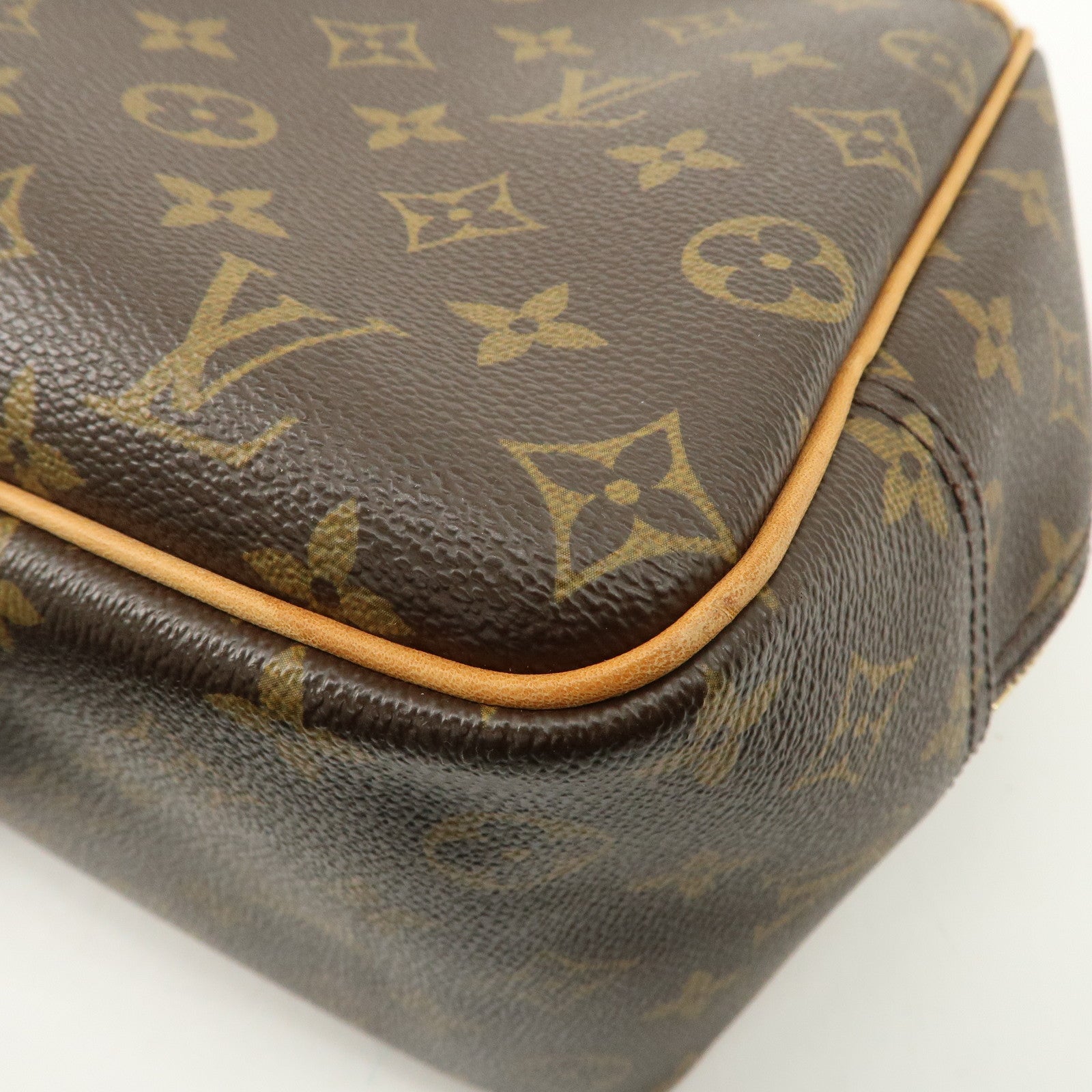 Louis Vuitton Monogram Deauville Hand Bag Brown M47270 Used