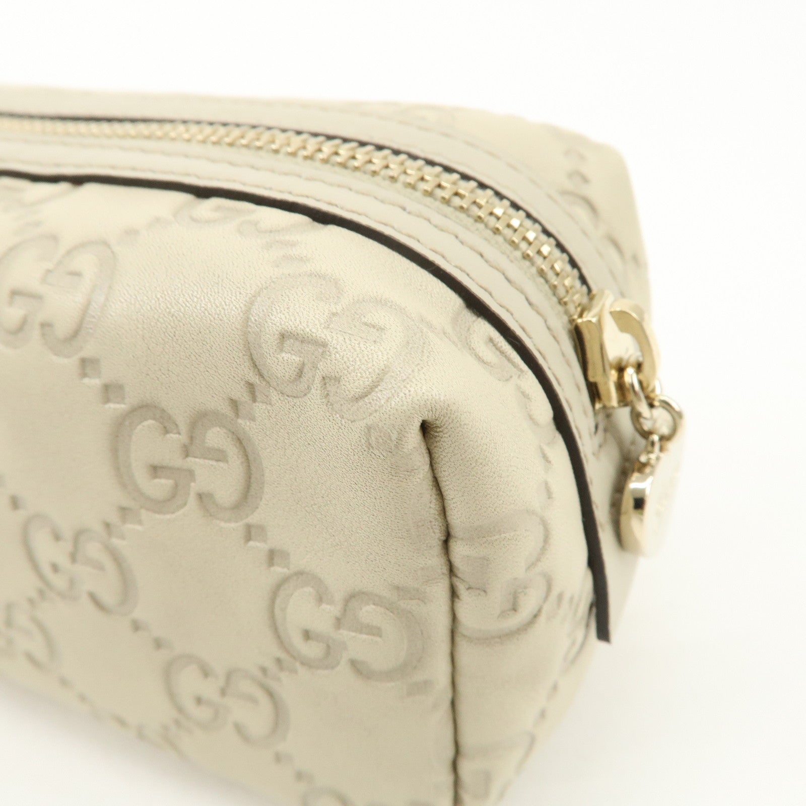 GUCCI Guccissima Leather Pouch Cosmetic Pouch Purse Ivory 153228 Used